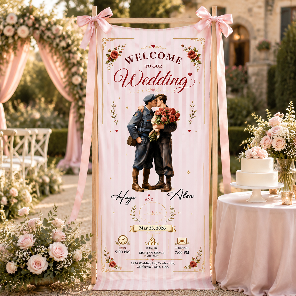 Personalized Wedding Gay Love Banner
