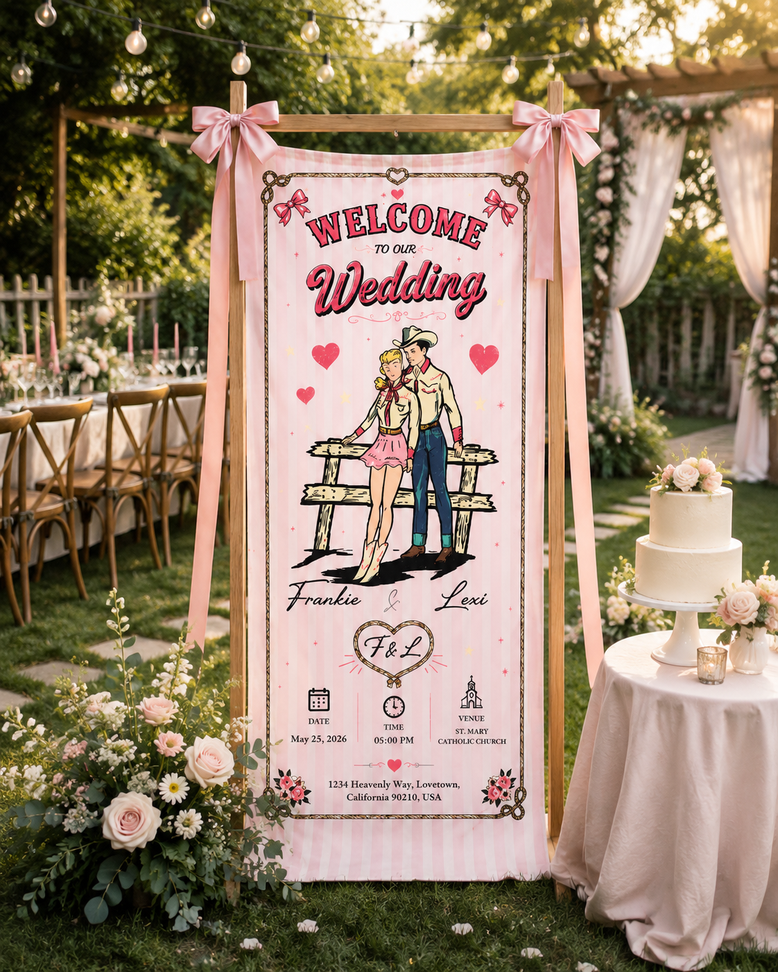 Personalized Wedding Western Cowboy Banner