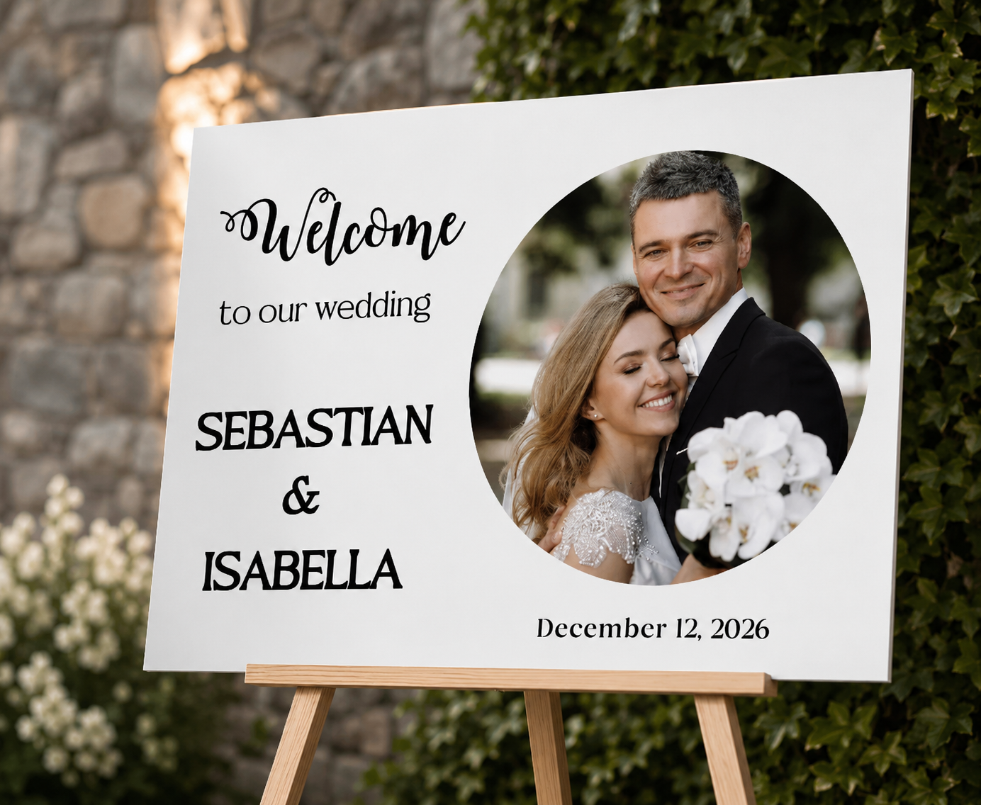 Personalized Photo Wedding Welcome Sign - Custom Shape Board