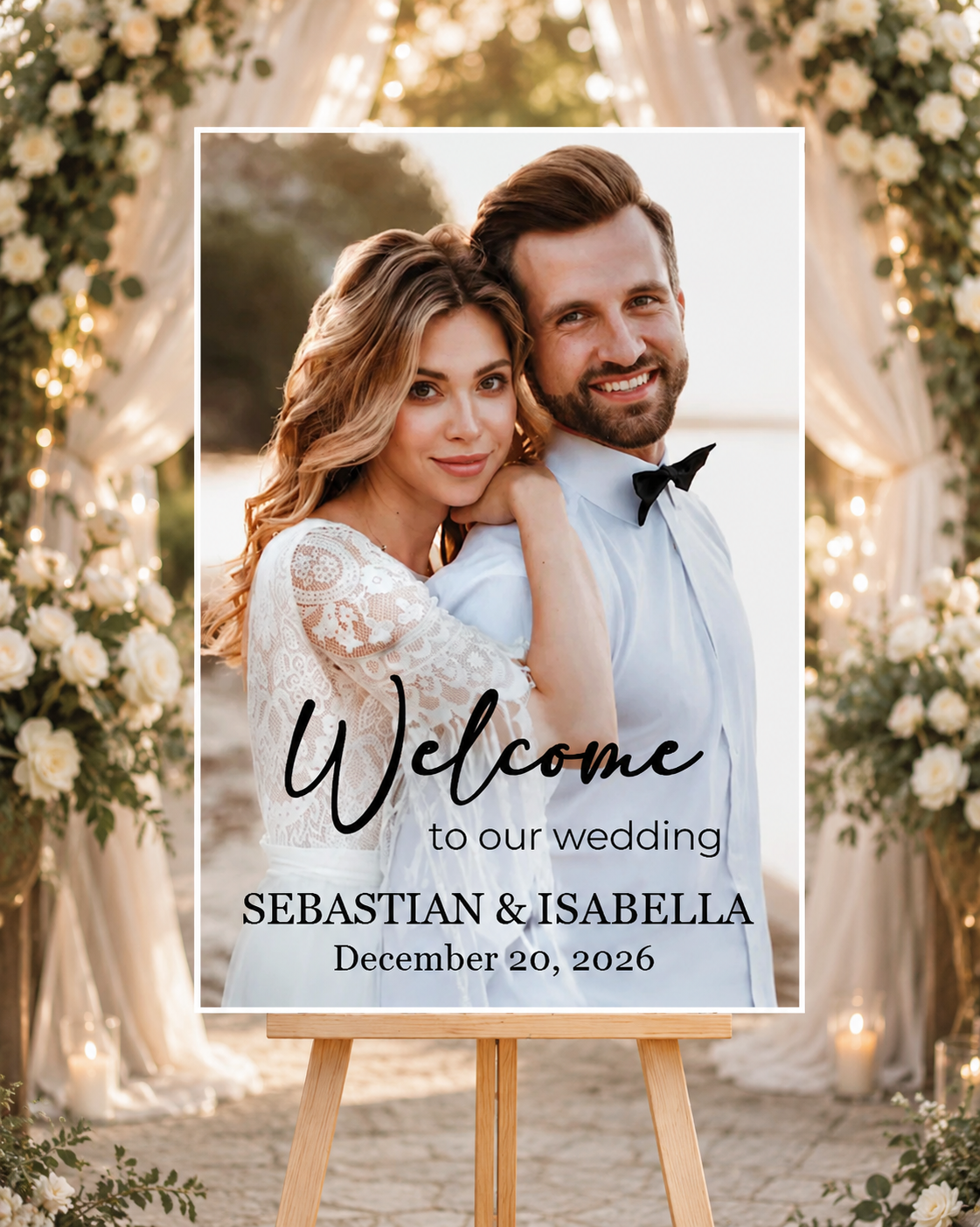 Personalized Photo Wedding Welcome Sign - Custom Shape Board