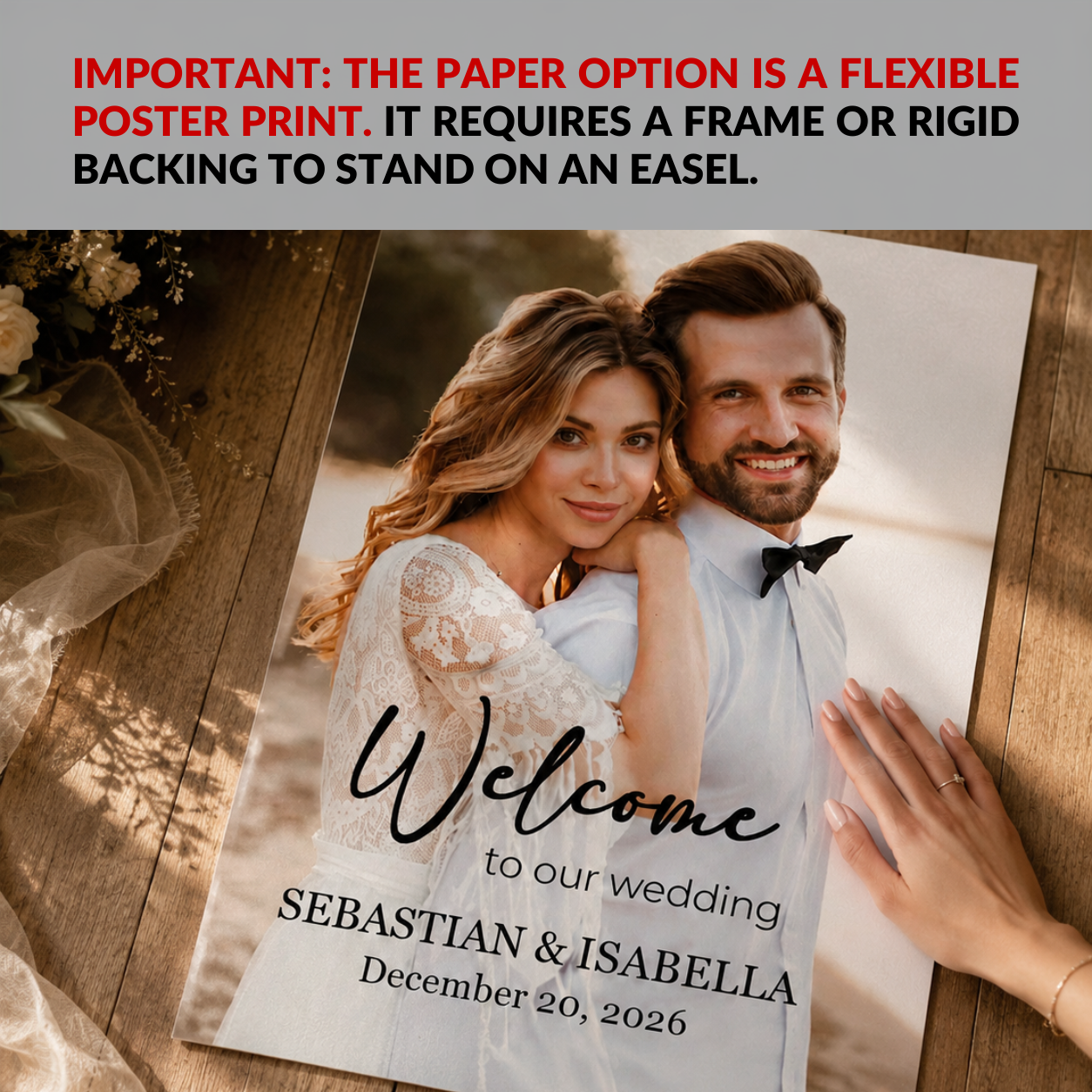 Personalized Photo Wedding Welcome Sign - Custom Shape Board