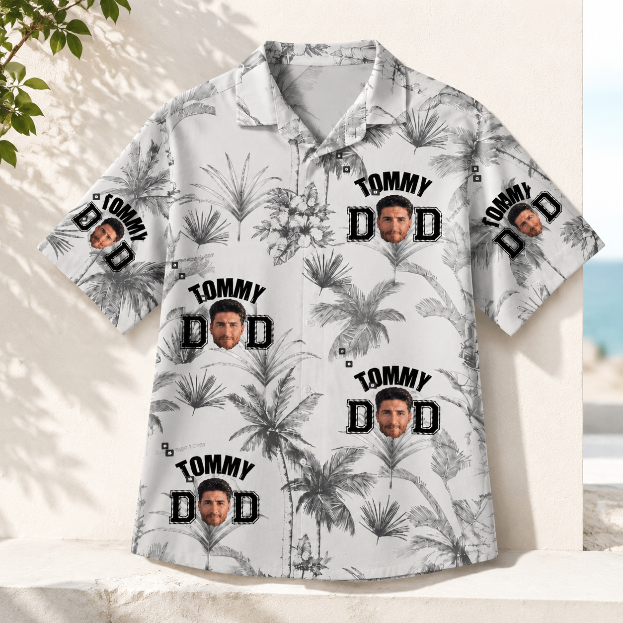 Personalized Hawaiian Shirt with Face and Name, Funny Dad Button Up Shirt, Beach Vacation Shirt