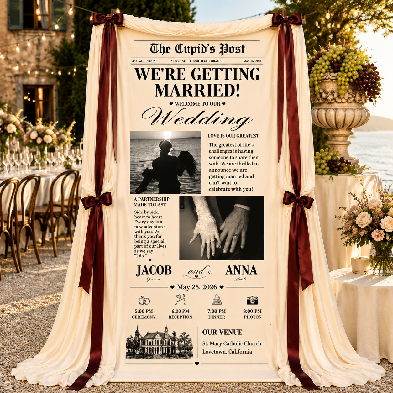 Personalized Wedding Cupid Post Banner