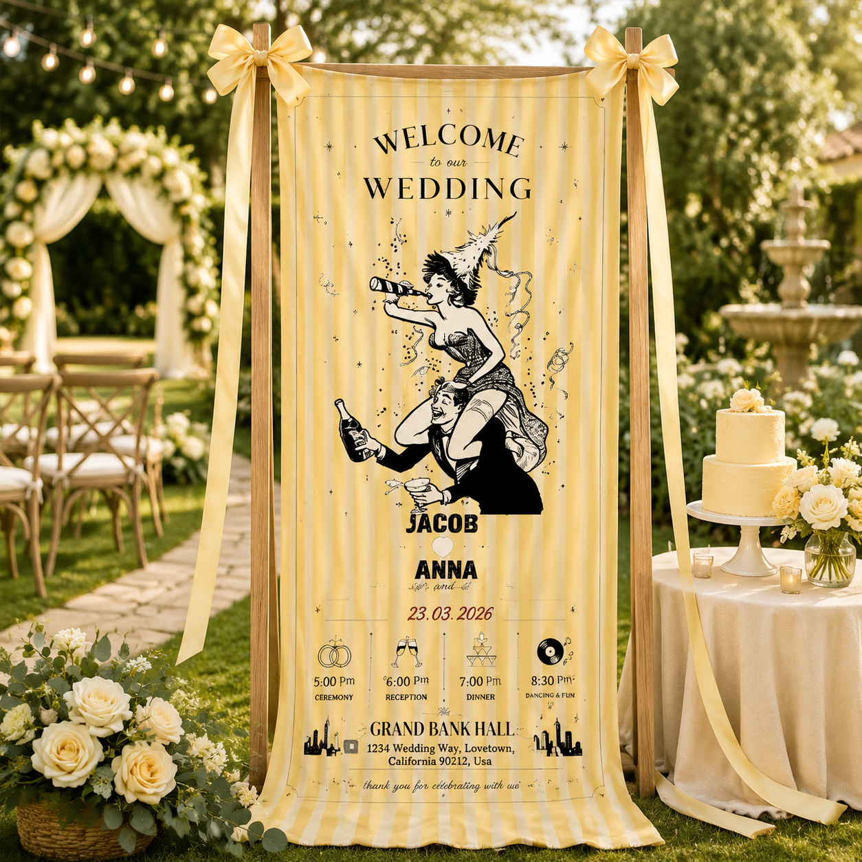 Personalized Wedding "Retro Party" Banner