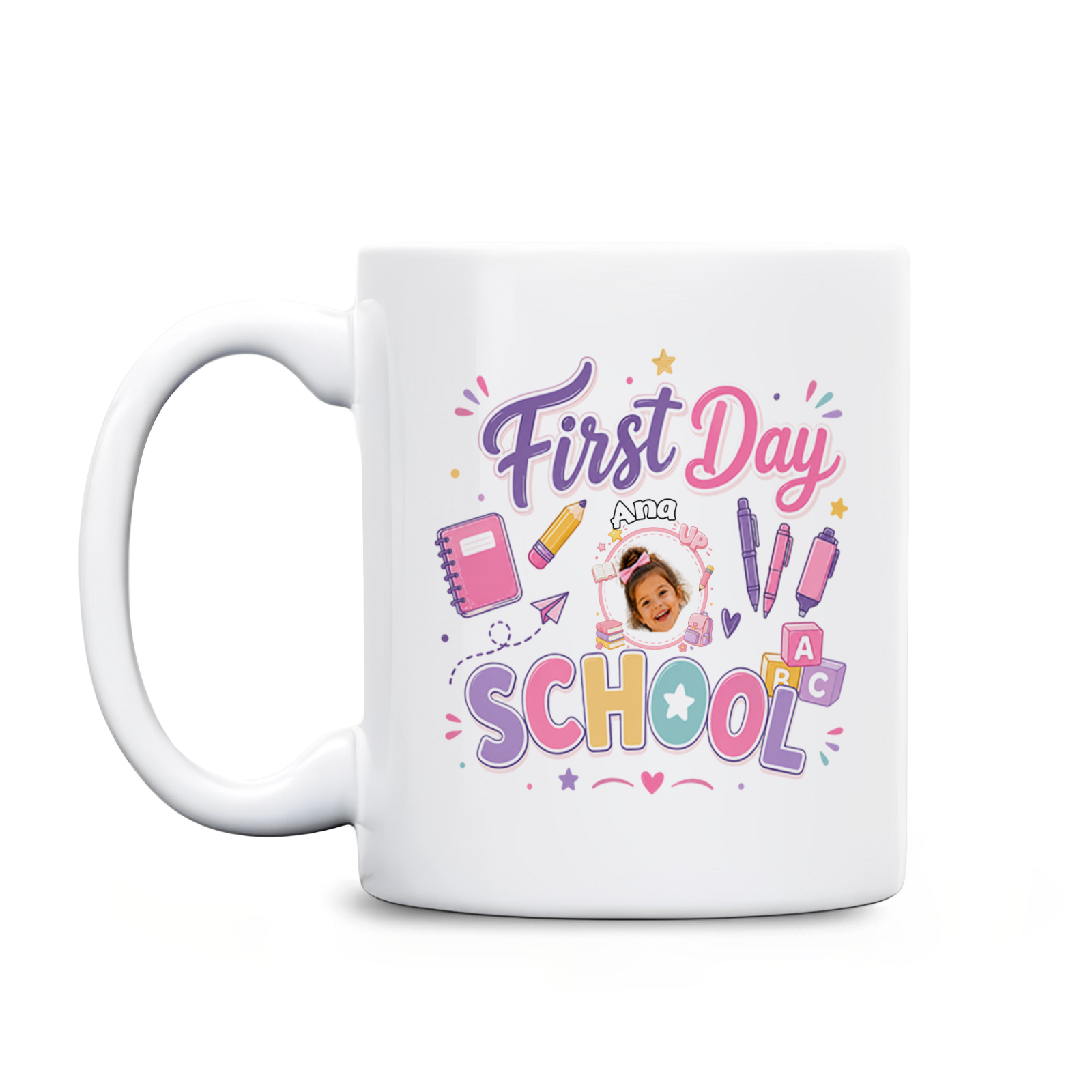Personalized First Day of School Mug with Photo & Name – Custom Back to School Coffee Mug for Kids