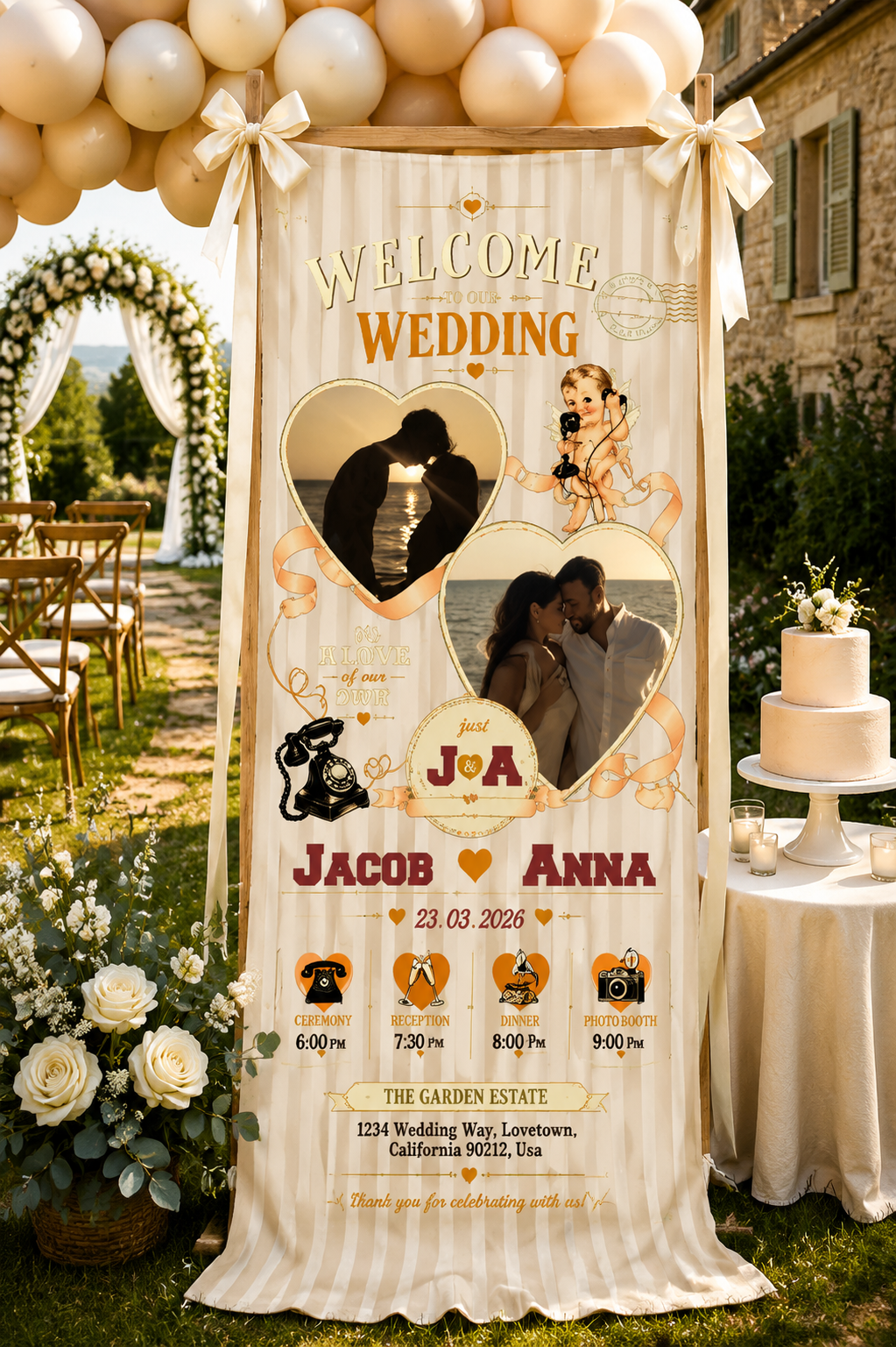 Personalized Wedding Vintage Retro Banner