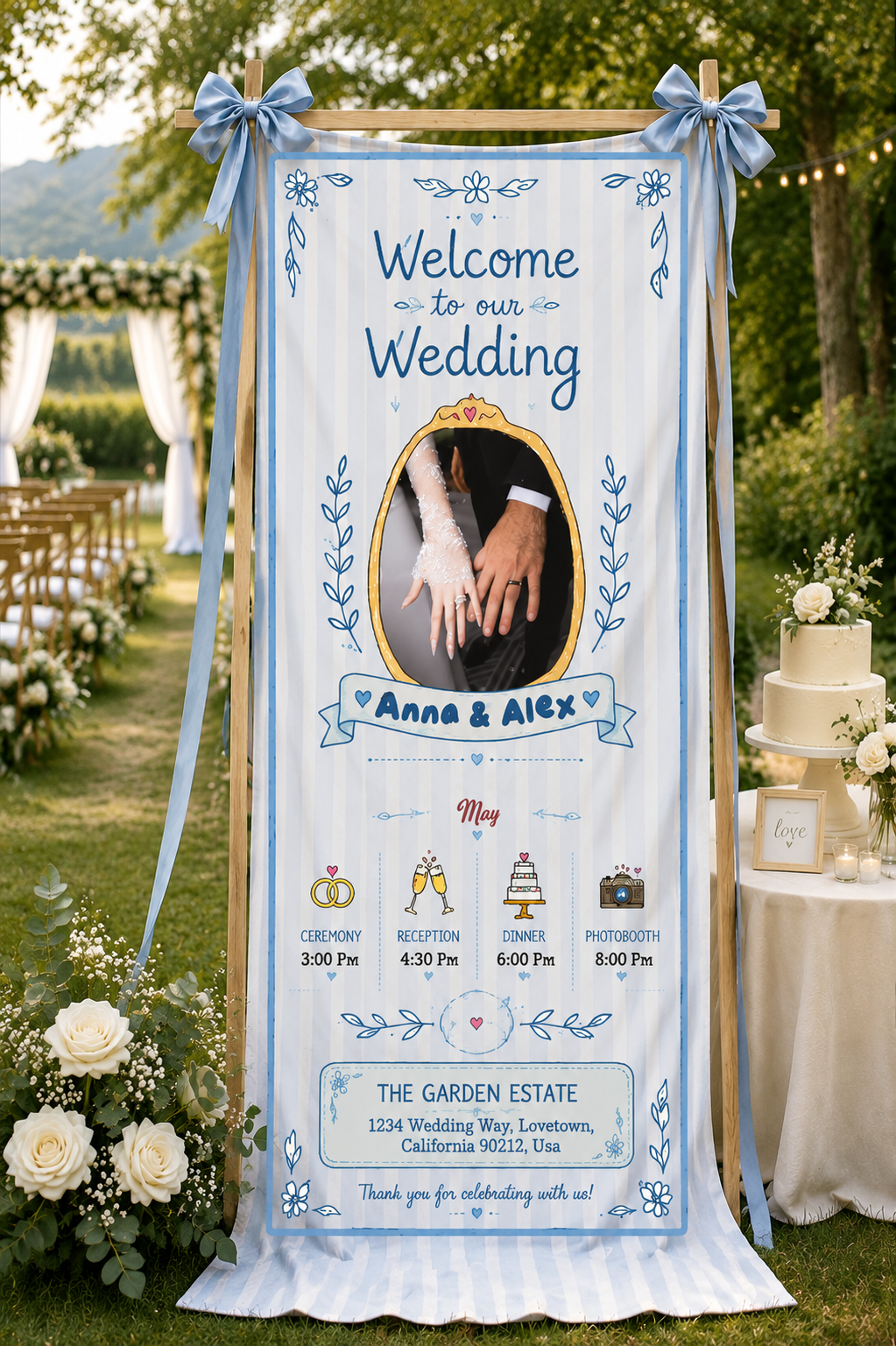 Personalized Wedding "Blue Fairytale" Banner