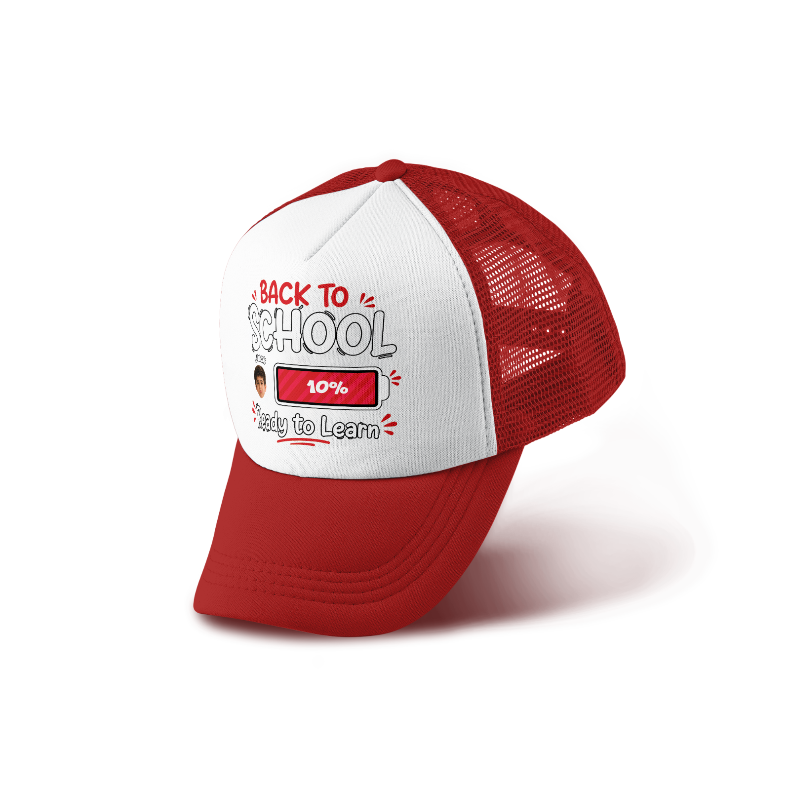Personalized Back to School Trucker Hat – Custom Photo & Name Kids Mesh Cap | Ready to Learn Design