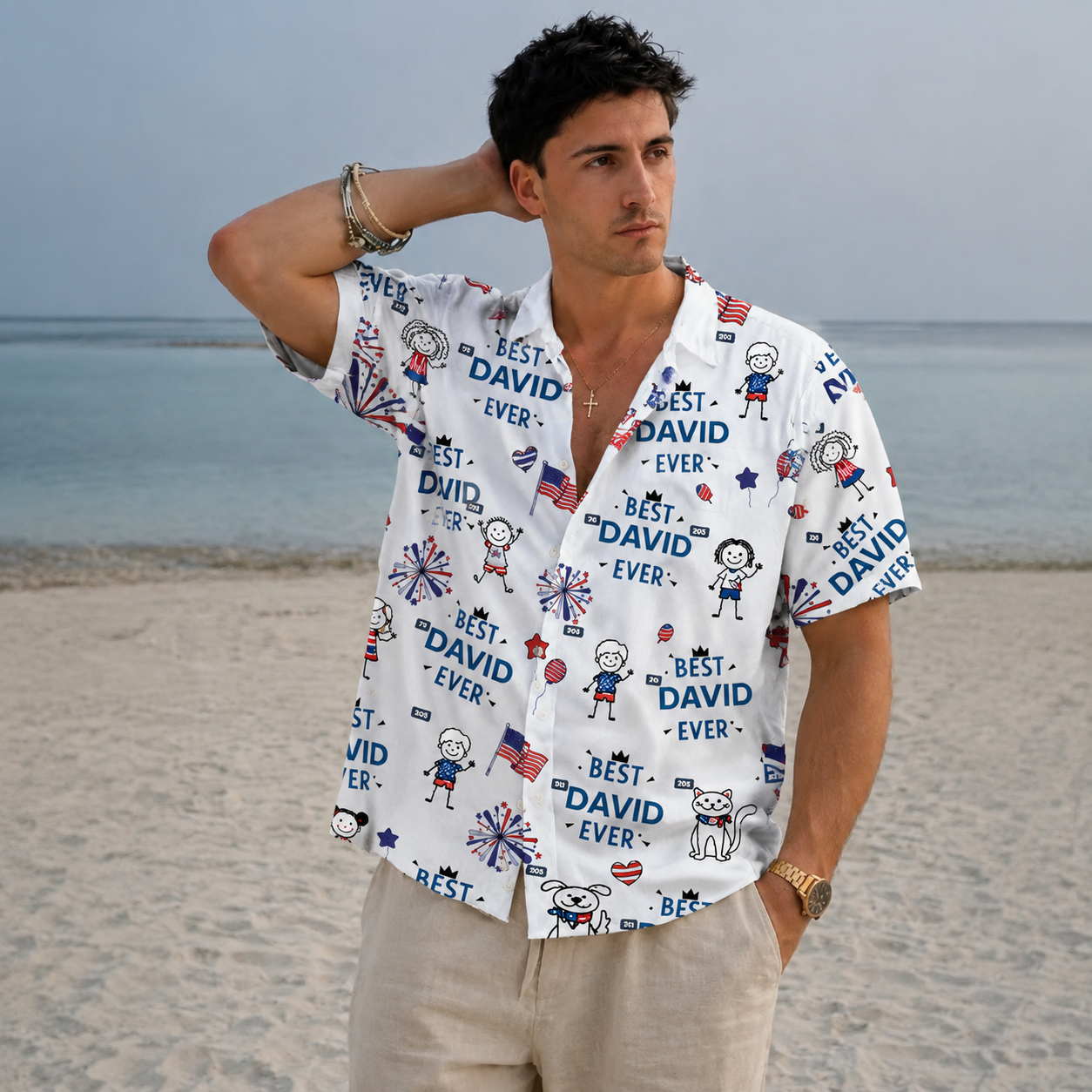 Custom Cartoon Kids Hawaiian Shirt - Custom Name Aloha Shirt