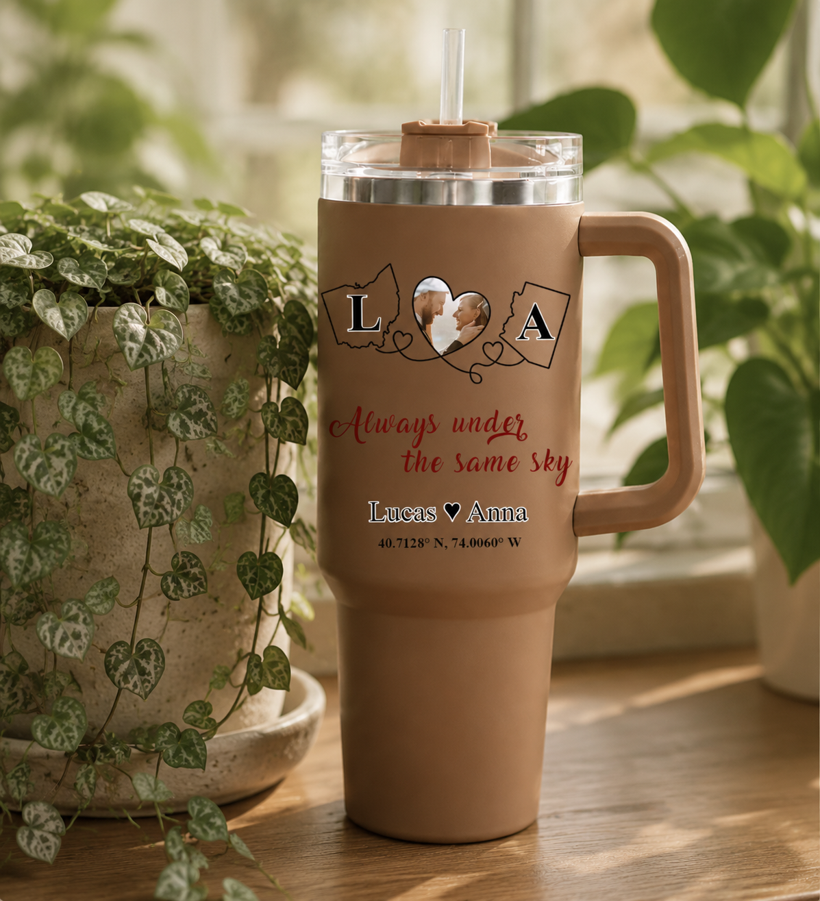 Personalized Wedding Love Marriage Two Map Tumbler, Custom Insulated Travel Cup for Wedding Couple, Long Love Distance Relationship Anniversary Gift