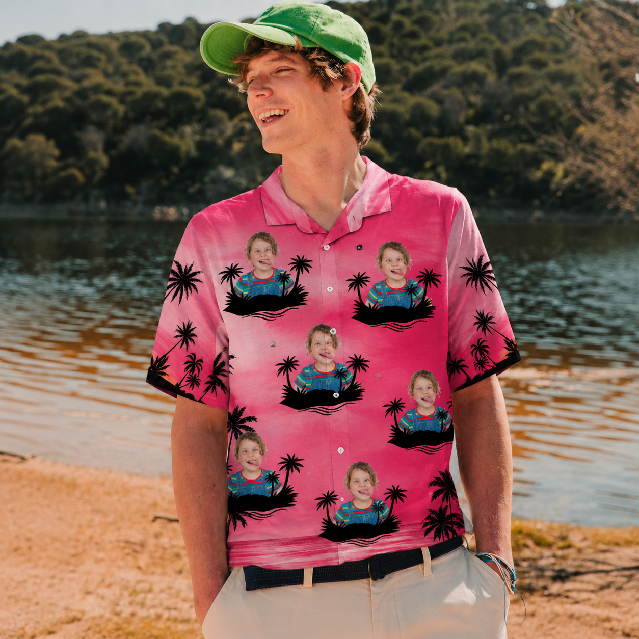 Personalized Summer Vacation Shirt - Tropical Vacation Hawaiin Shirt with Custom Portrait