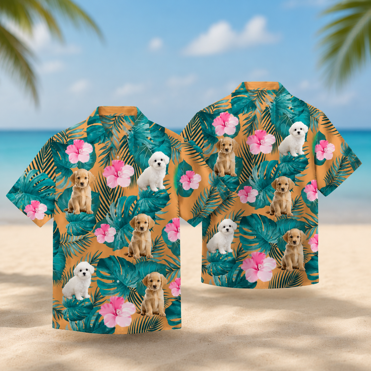 Custom Pet Hawaiian Shirt Personalized Dog and Cat Photos Tropical Vacation Shirt