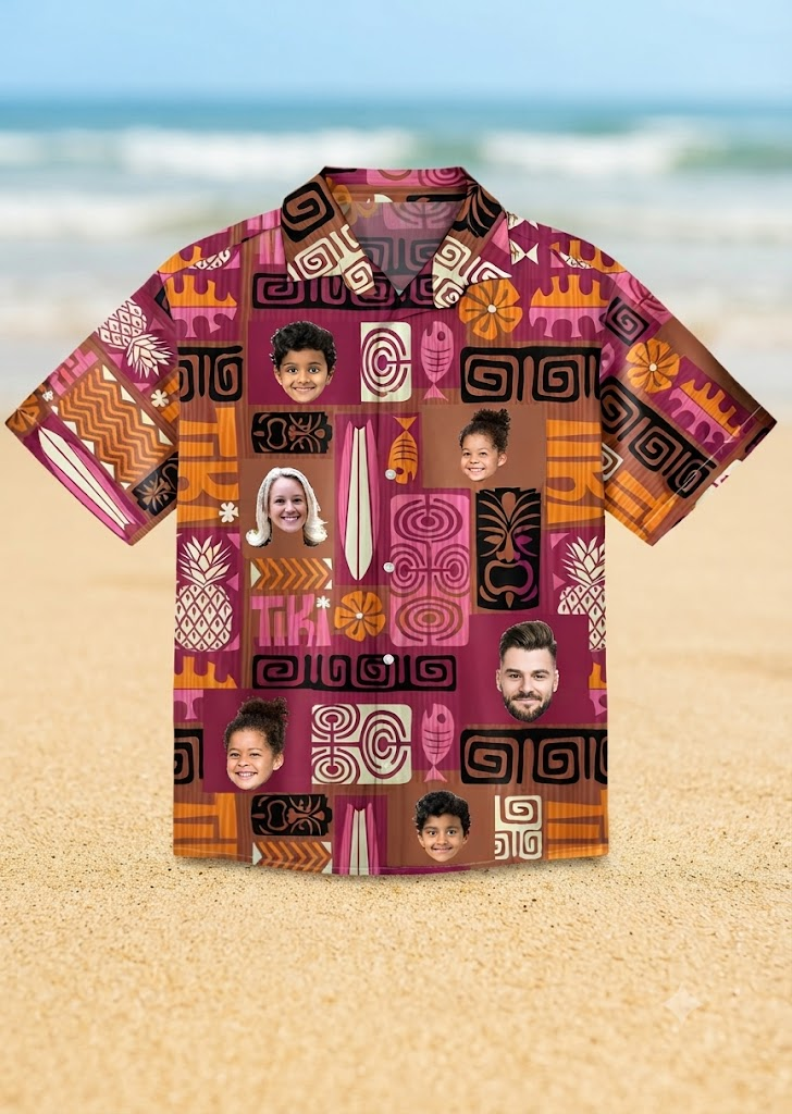 Custom Face Family Hawaiian Shirt for Adults Personalized Adult Photo Tropical Vacation Shirt