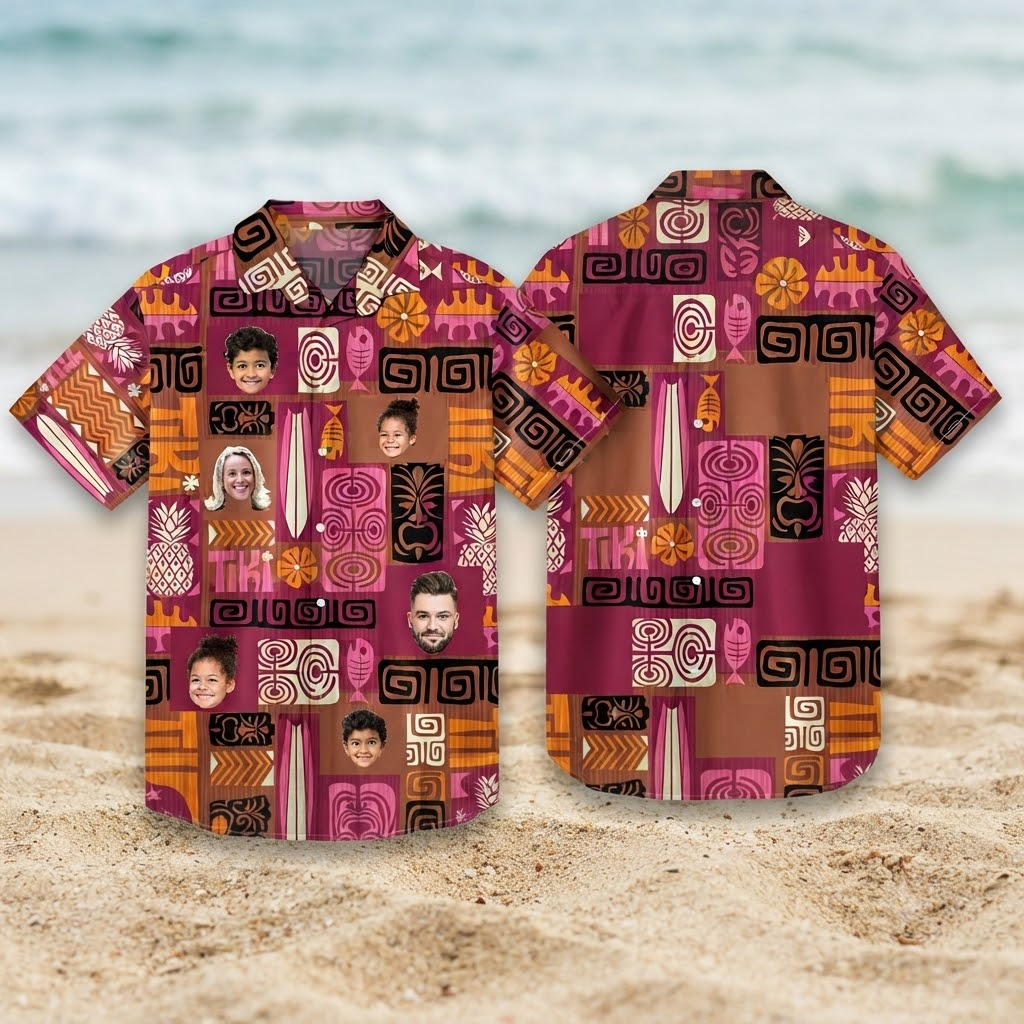 Custom Face Family Hawaiian Shirt for Adults Personalized Adult Photo Tropical Vacation Shirt