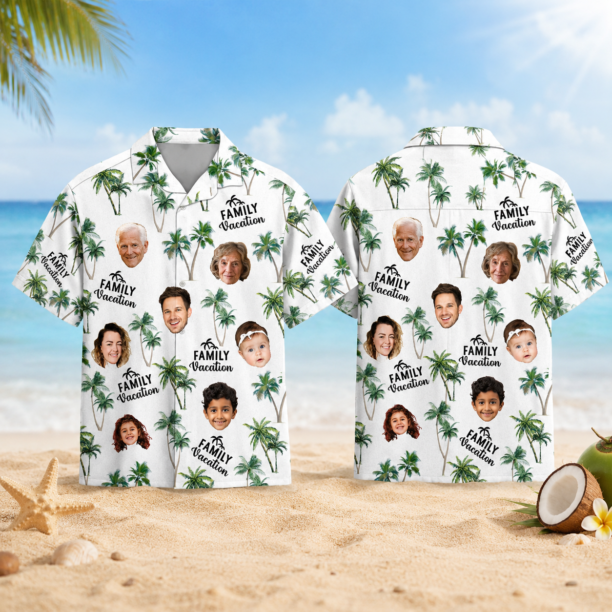 Custom Face Family Hawaiian Shirt Personalized Adult Vacation Shirt