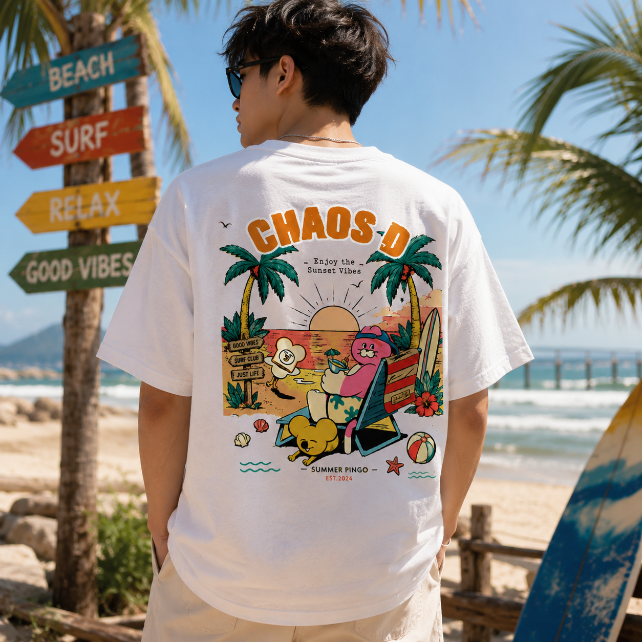 "Summer Pingo" Retro Surf Oversized Tee