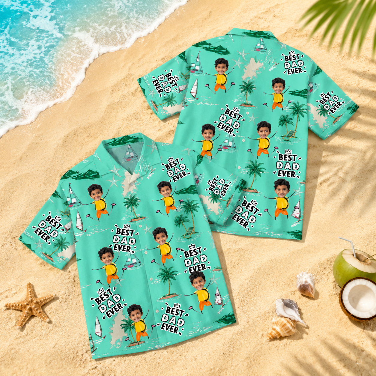 Custom Face Kids Hawaiian Shirt Personalized Children Photo Tropical Vacation Shirt