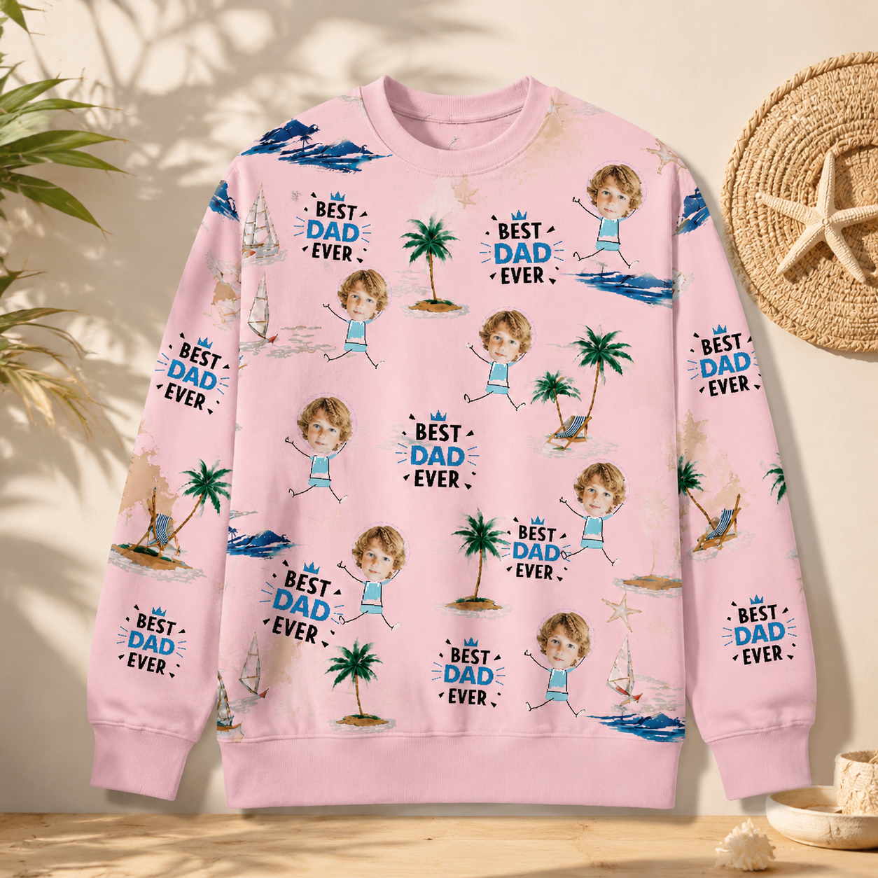 Best Dad Ever Personalized Sweatshirt, Custom Face And Name Pullover