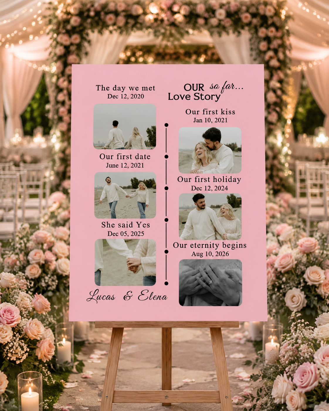 Personalized Wedding Welcome Sign She Said Yes Photo Timeline Board Custom Foam Sign for Wedding Ceremony & Engagement Decor
