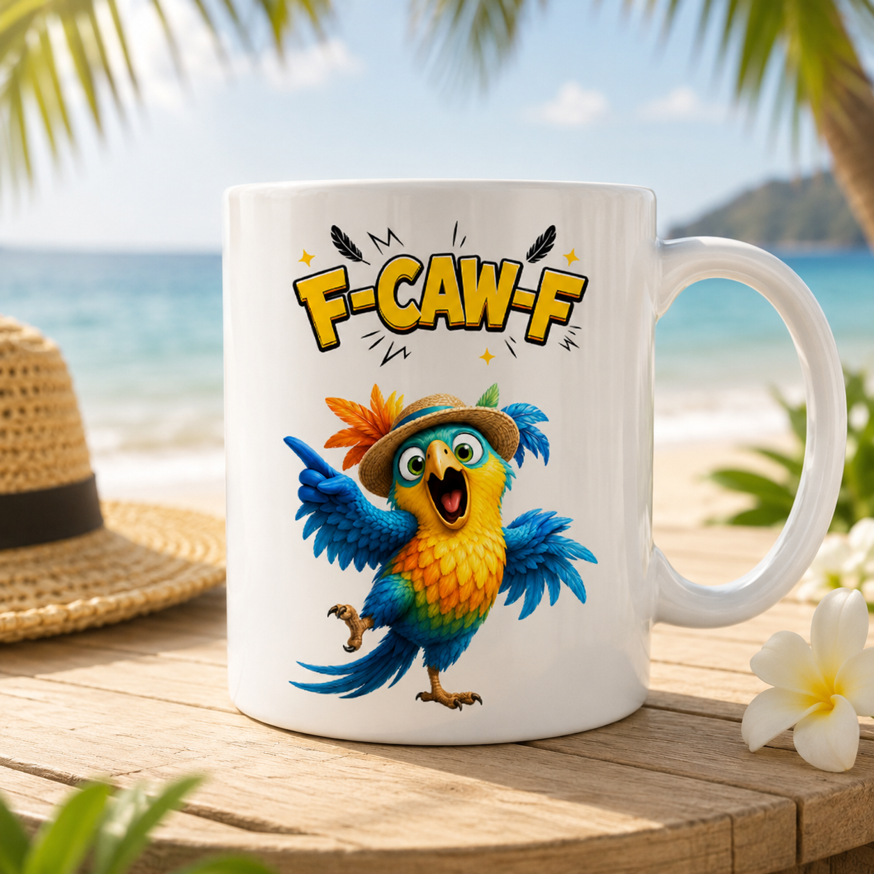 Funny Rooster Mug, Colorful Cartoon Art for Morning Coffee & Office Laughs, a unique gift for Coworkers and Friends
