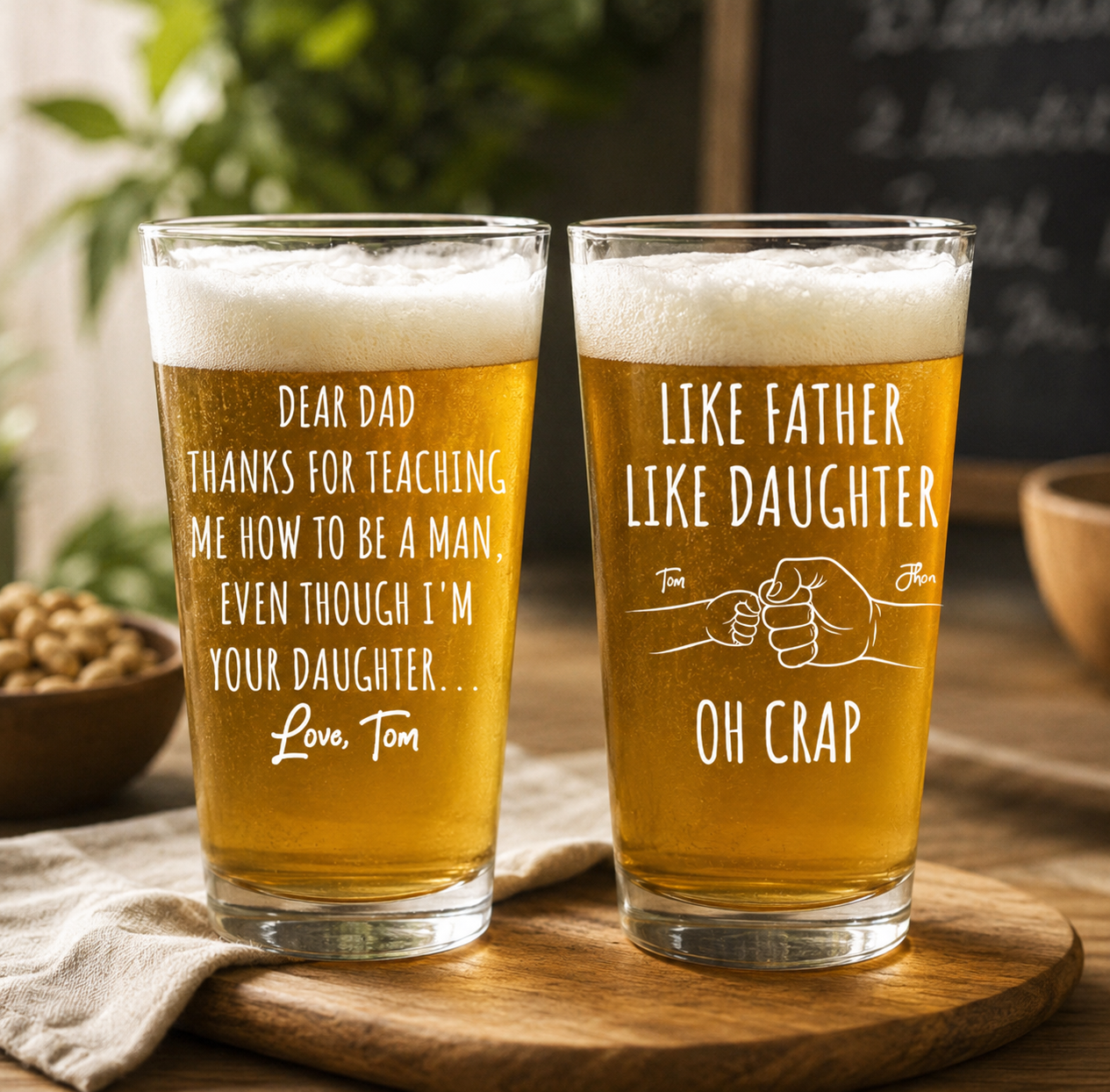 Thanks For Teaching Me How To Be A Man Gift From Daughter - Personalized Beer Glass