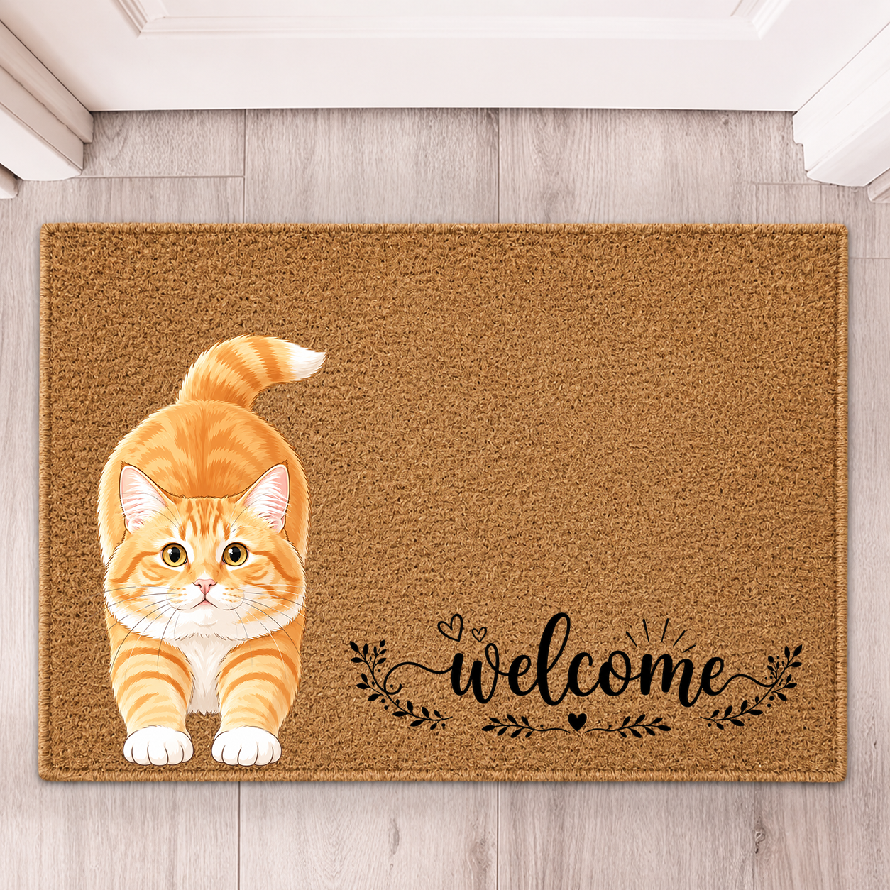 Welcome Pet Portrait Watercolor Art Welcome Mat - Personalized Doormat