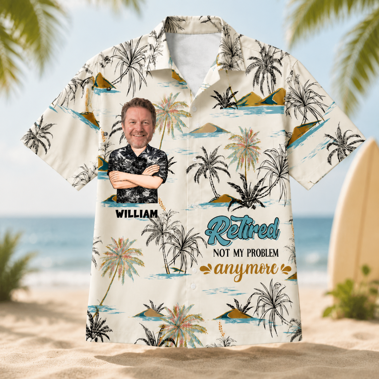 Custom Face Hawaiian Shirt, Personalized Retirement Shirt, Upload Your Photo and Name