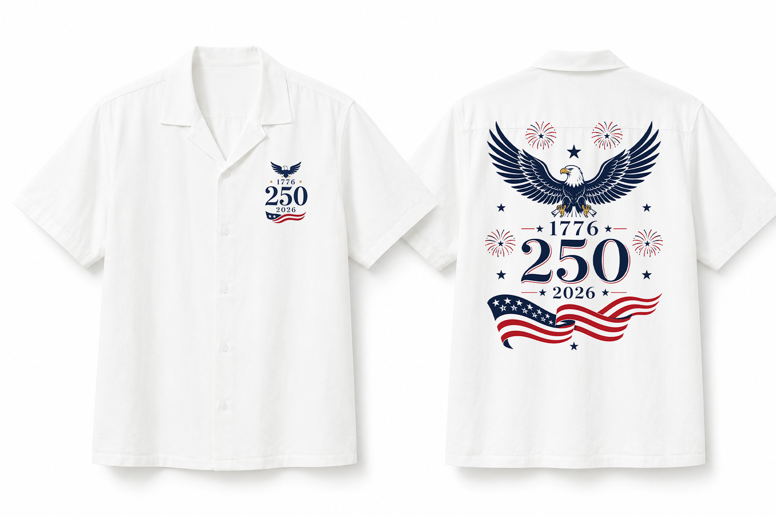USA 250 Years of Freedom Hawaiian Shirt, Patriotic Eagle Flag 1776-2026 AOP Hawaii Shirt