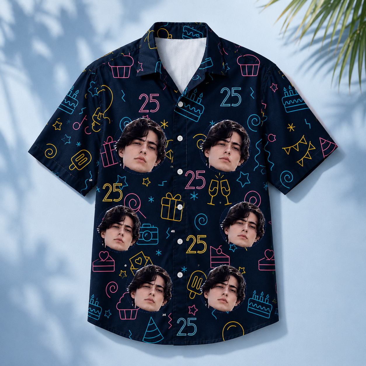 Custom Face Birthday Shirt, Upload Your Photo and Personalized Age Hawaiian Shirt