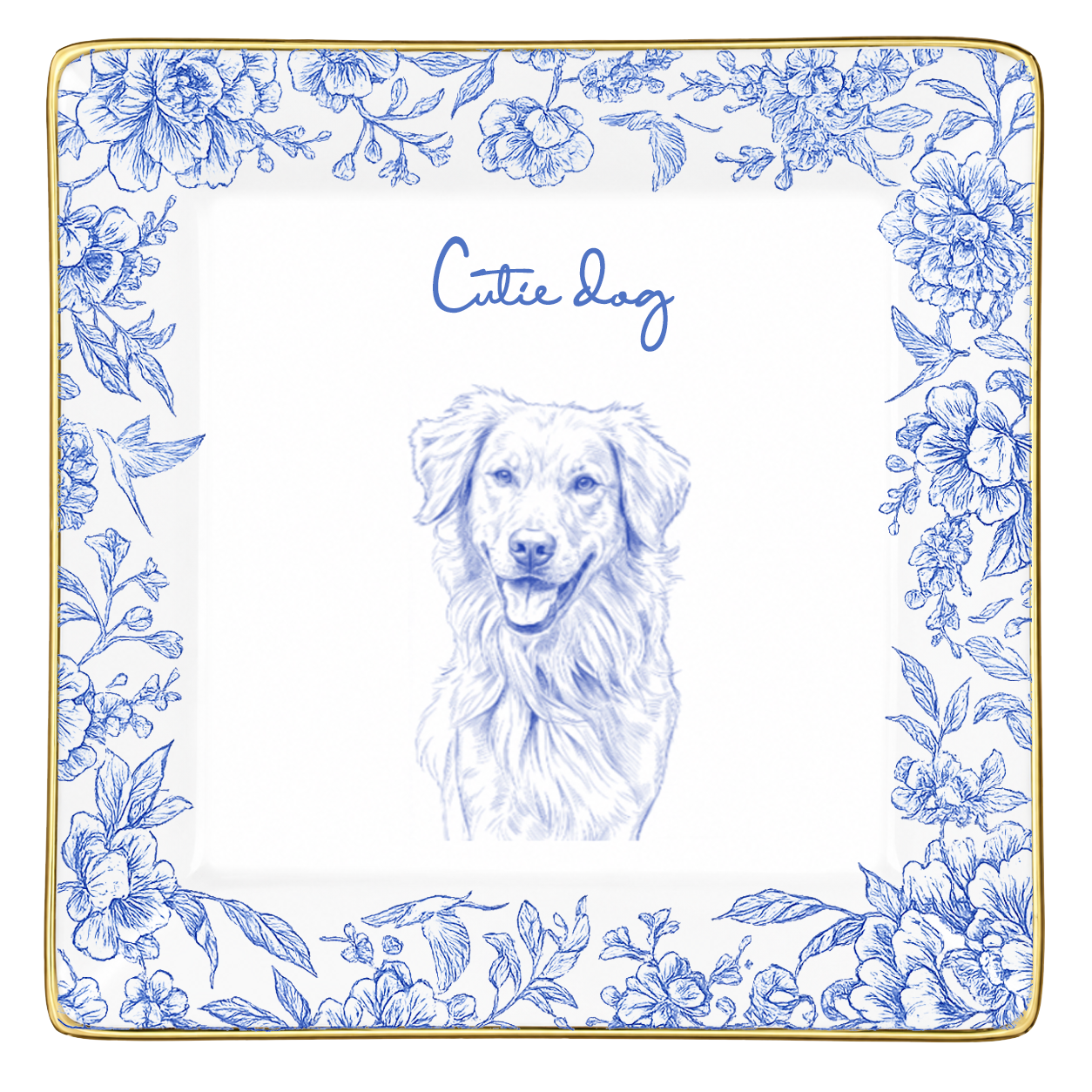 Custom Photo Pencil Sketch Pet Photo - Personalized Ring Dish
