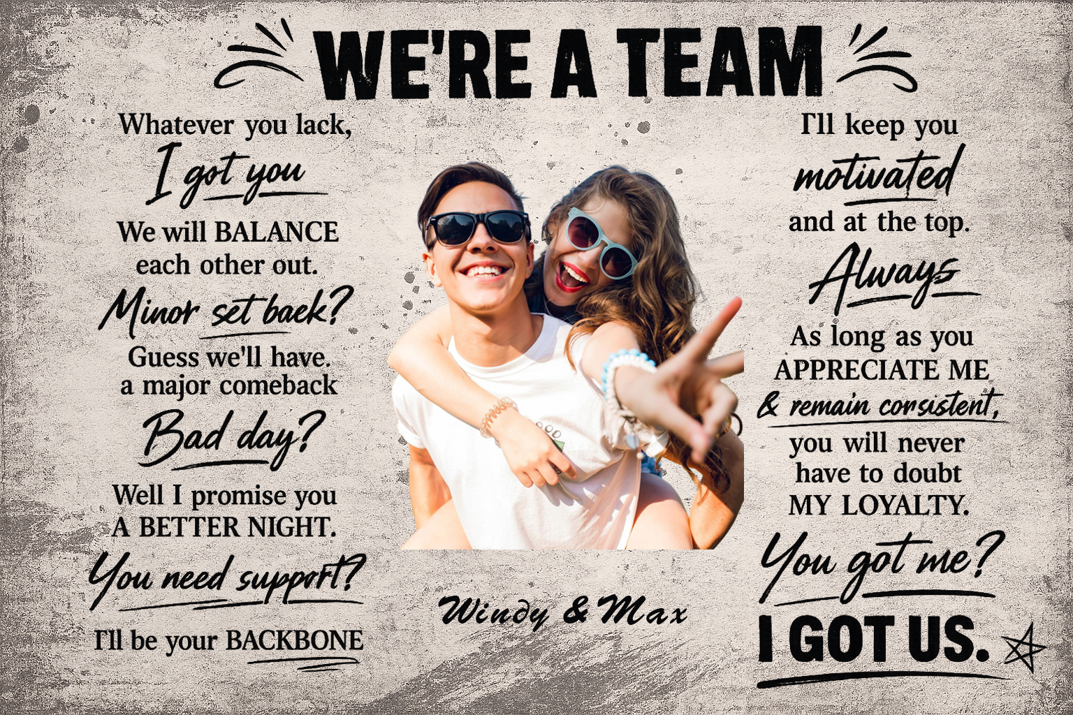 Custom Photo We're A Team - Custom Canvas Prints - Personalized Gift For Valentine, Anniversary, Husband Wife, Her/Him, Girlfriend, Boyfriend