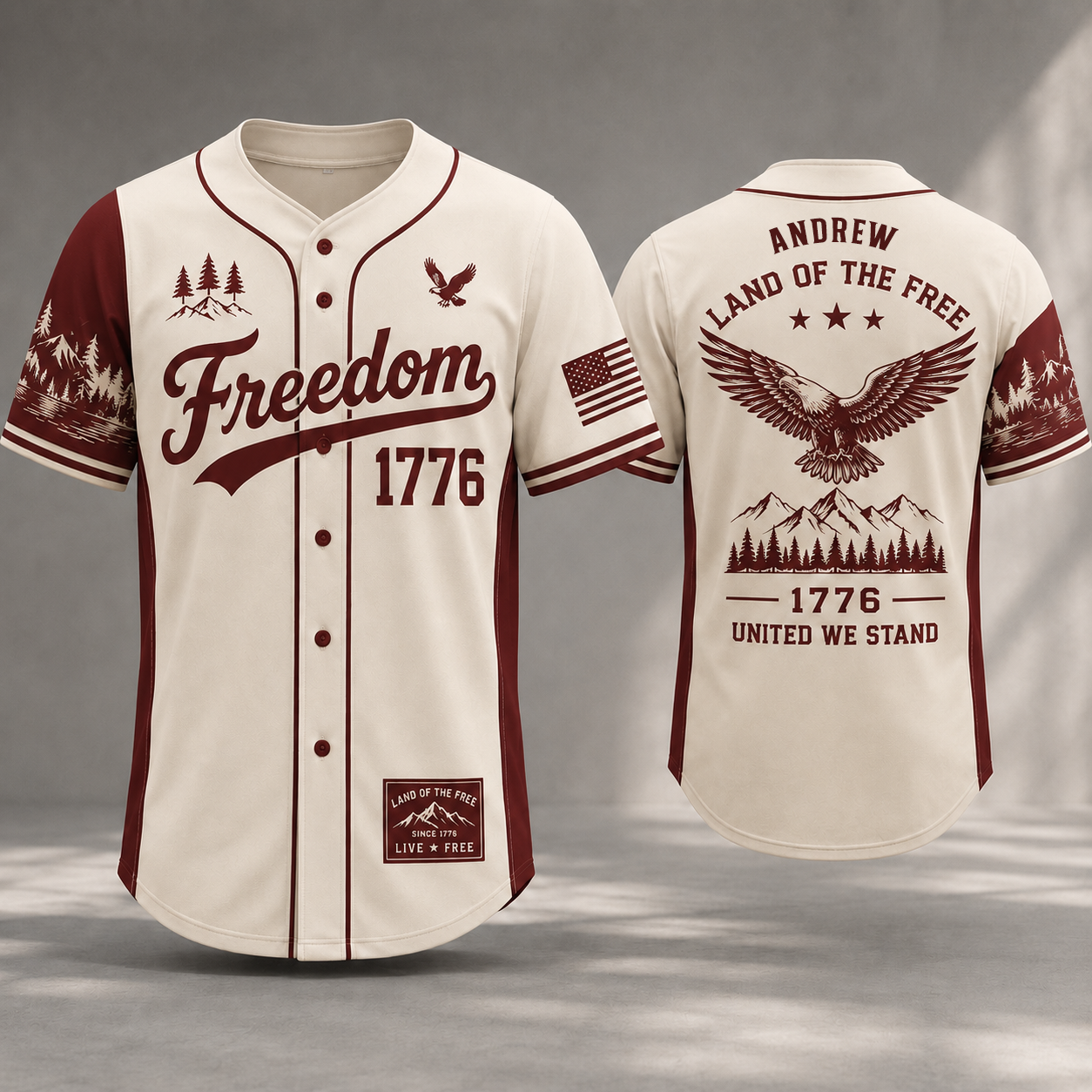 Personalized USA 250 Years Baseball Jersey Shirt, Custom Name Number Patriotic 4th of July Shirt