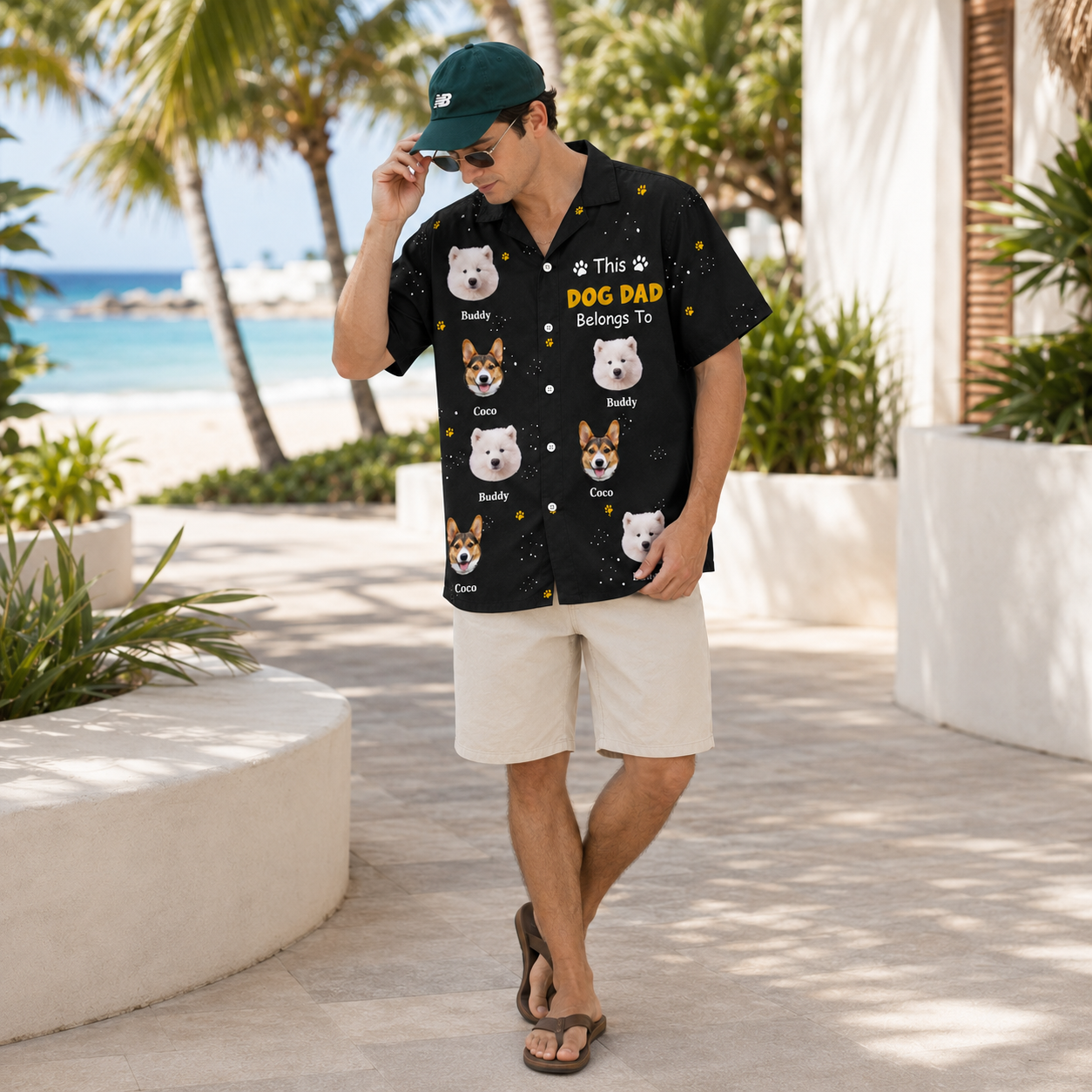 Custom Pet Portrait Hawaiian Shirt, Pets Face and Name Shirt, Pet Lover Aloha Shirt