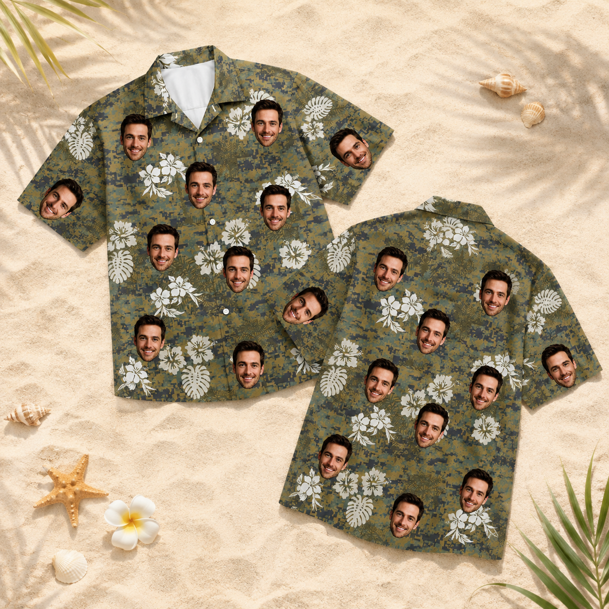 Custom Dad Portrait Hawaiian Shirt Personalized Father Gift Tropical Vacation Wear