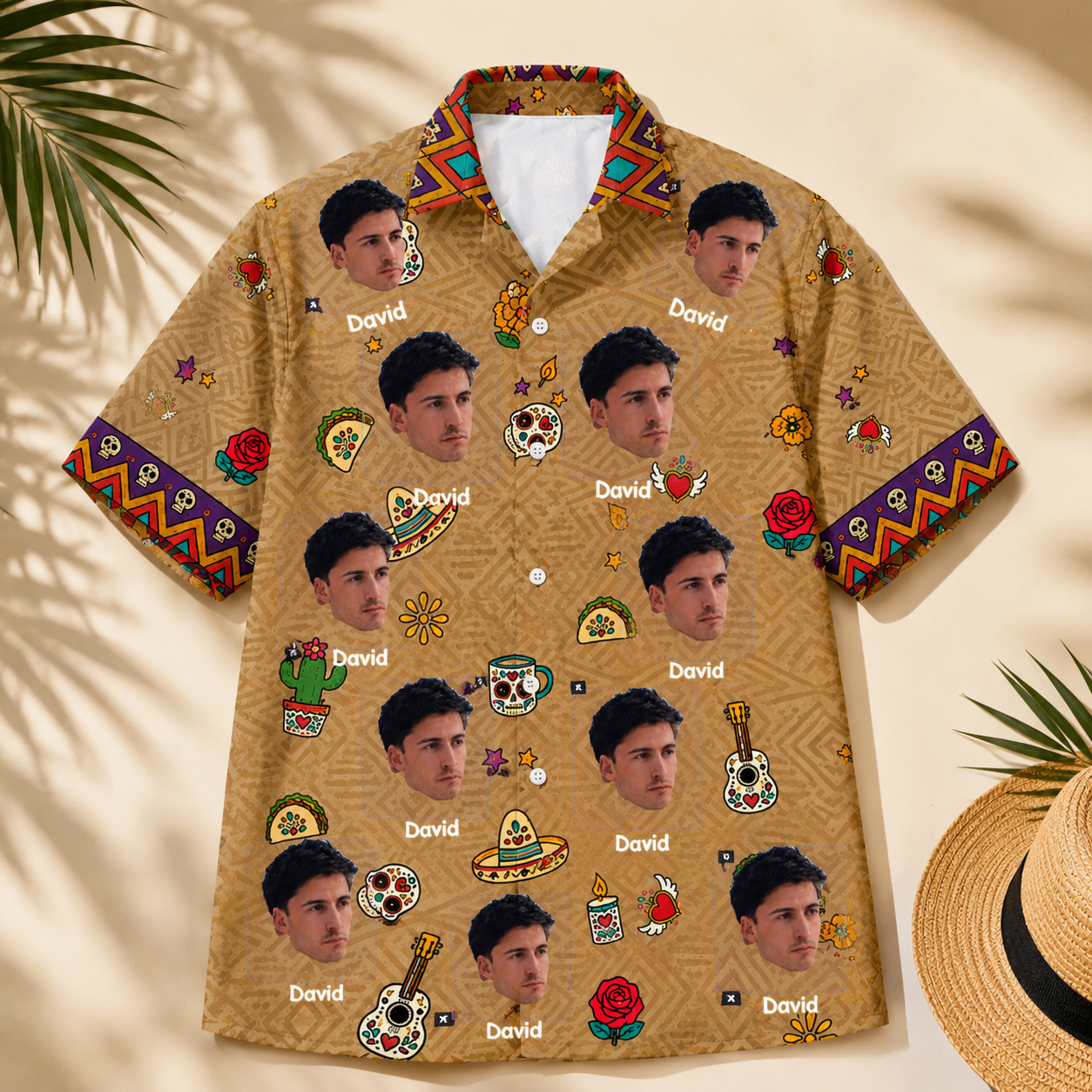 Personalized Mexican Shirt - Custom Dad Face Hawaiian Shirt, Upload Dad's Photo and Name