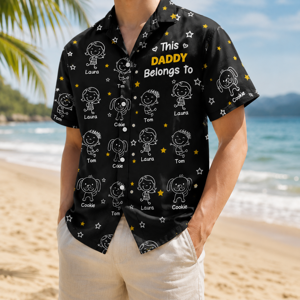 This Daddy Belongs To Personalized Family Hawaiian Shirt Custom Name Design