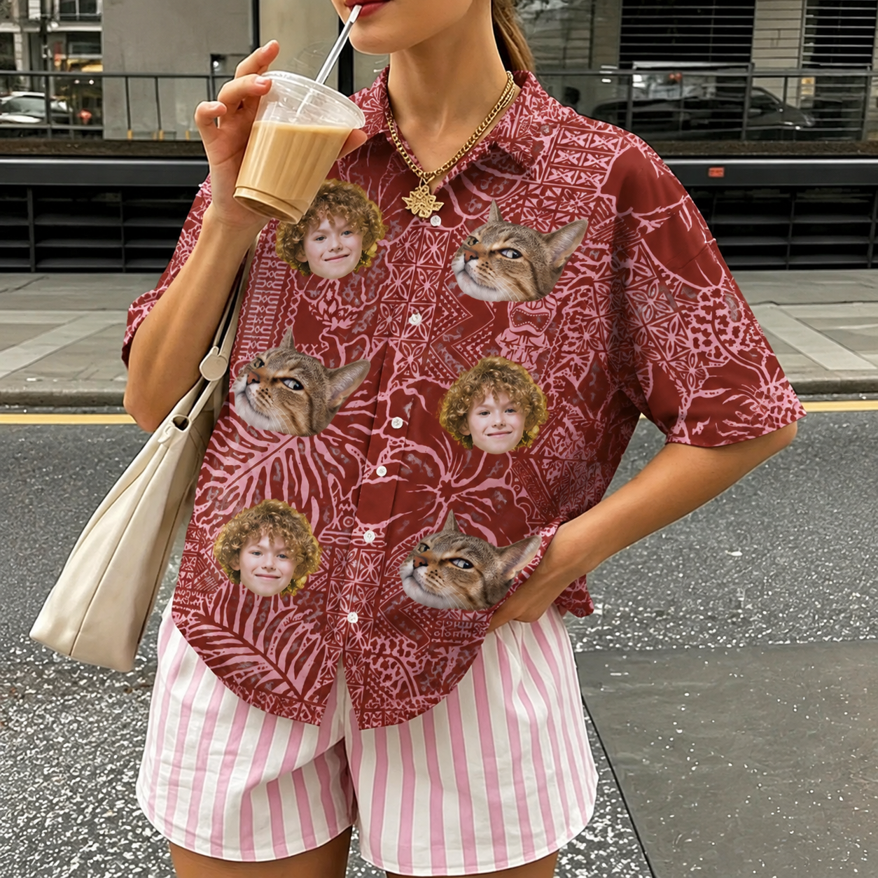 Custom Family and Pet Hawaiian Shirt, Personalized Photo Aloha Shirt, Matching Vacation Group Shirt, Tropical Portrait Button Up, Family Trip Gift