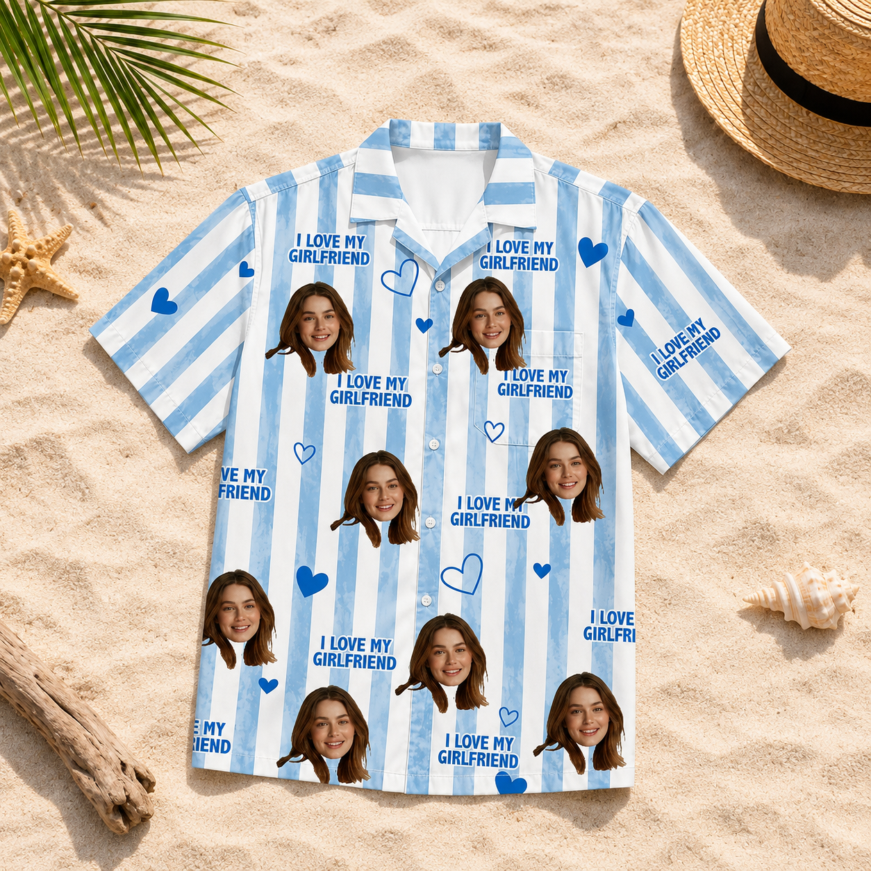 Custom Face Hawaiian Shirt Personalized Wife Girlfriend Photo Love Gift