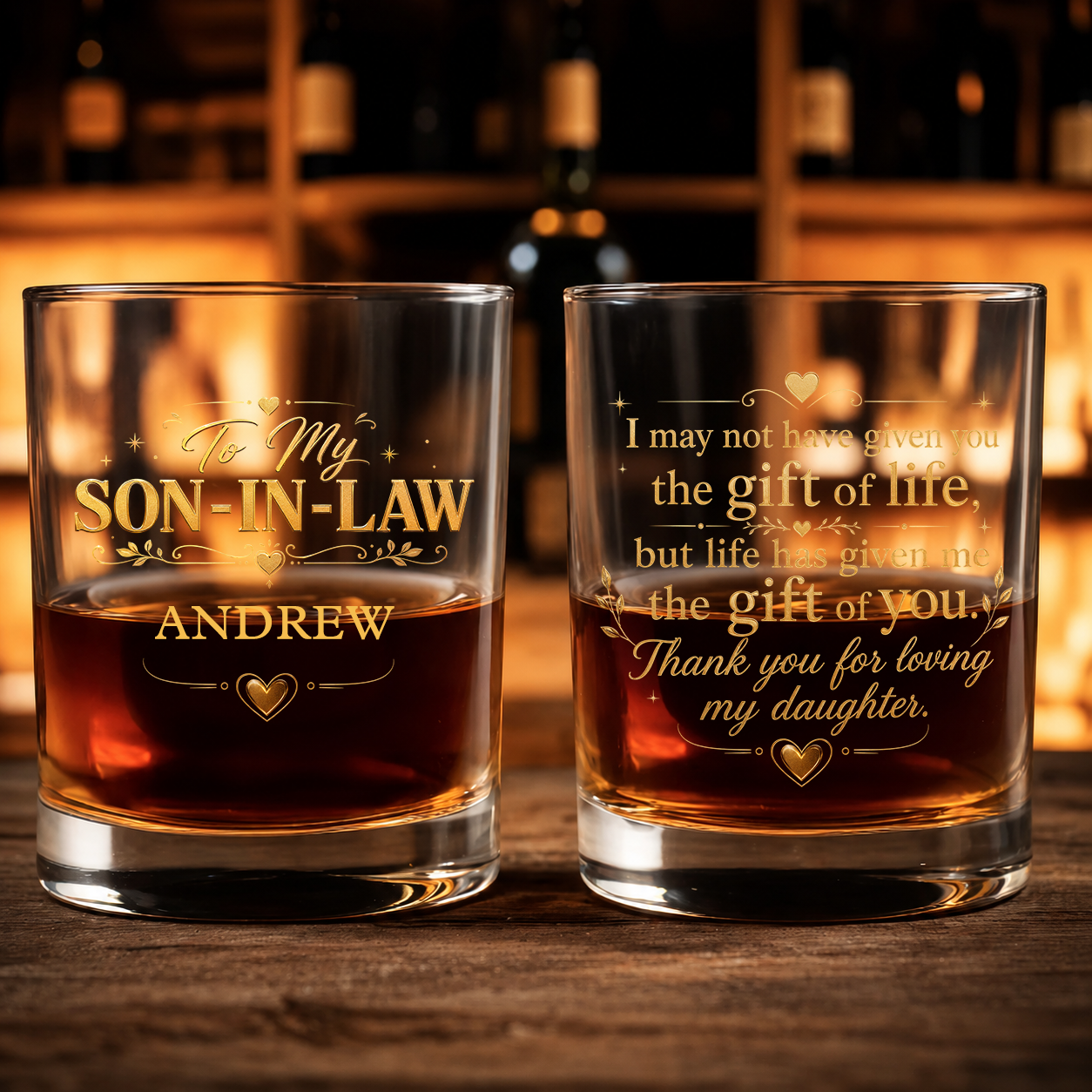 To My Son In Law, Personalized Whiskey Glass, Gift For Son In Law