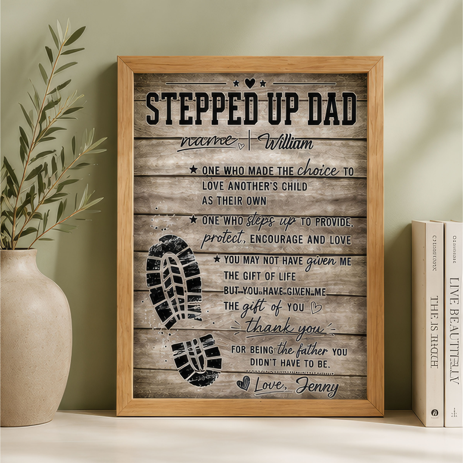 Stepped Up Dad Happy Father's Day - Personalized Poster/Canvas Prints - Father's Day Gift For Step Dad