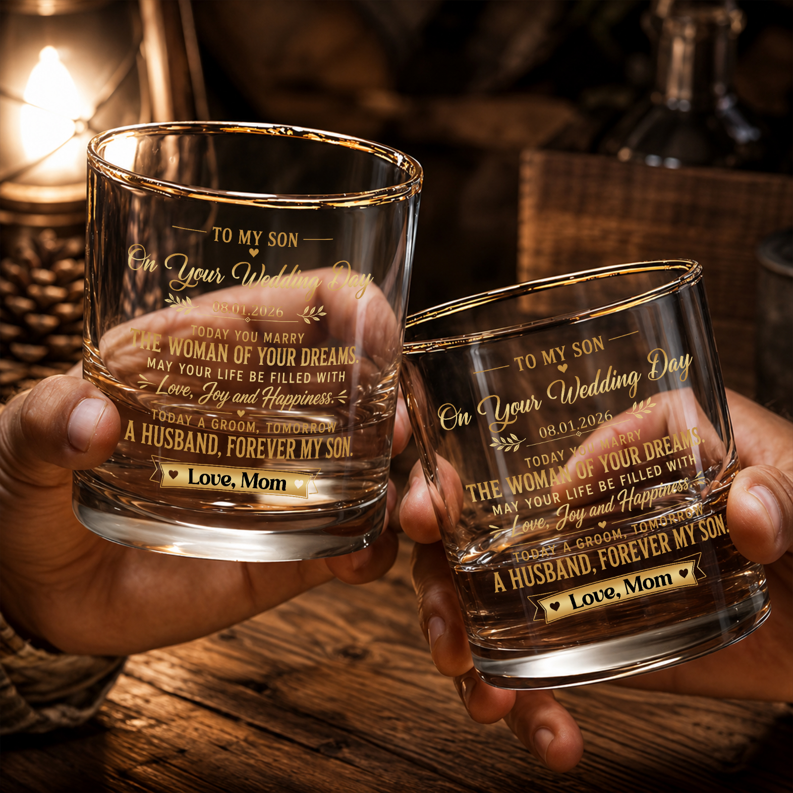To My Son On Your Wedding Day, Personalized Whiskey Glass, Gift For Son