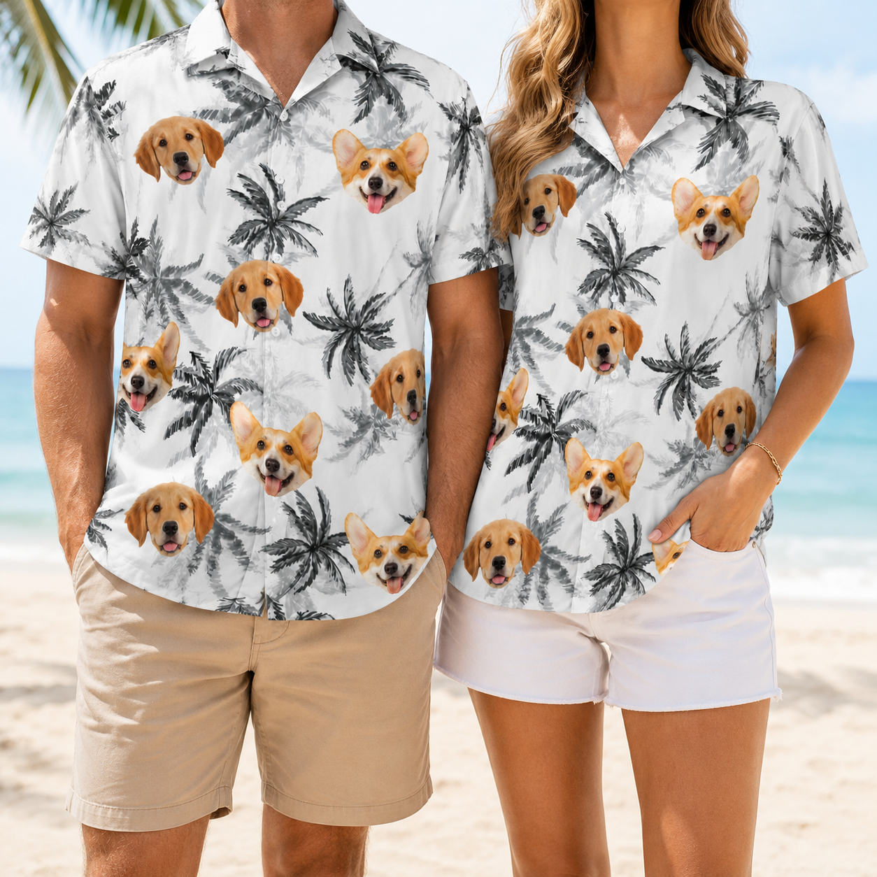 Personalized Pet Portrait Hawaiian Shirt Custom Dog Cat Face Summer Vacation Gift