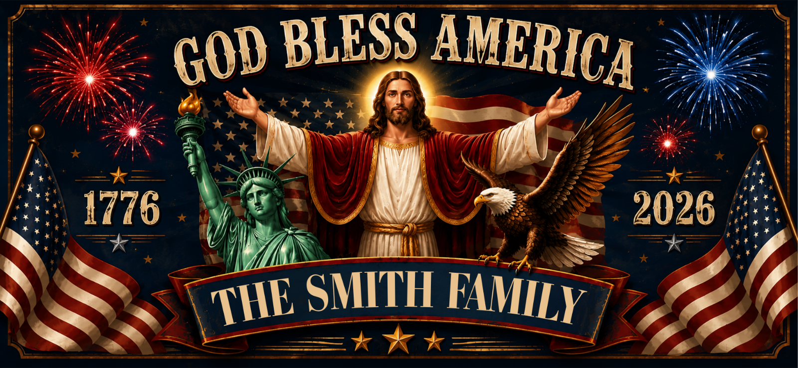 Custom Polyester Outdoor Banner - Personalized America 250th Anniversary Gifts For Mom, Dad, Brother, Sister, Kids - Legacy Lives On Strong