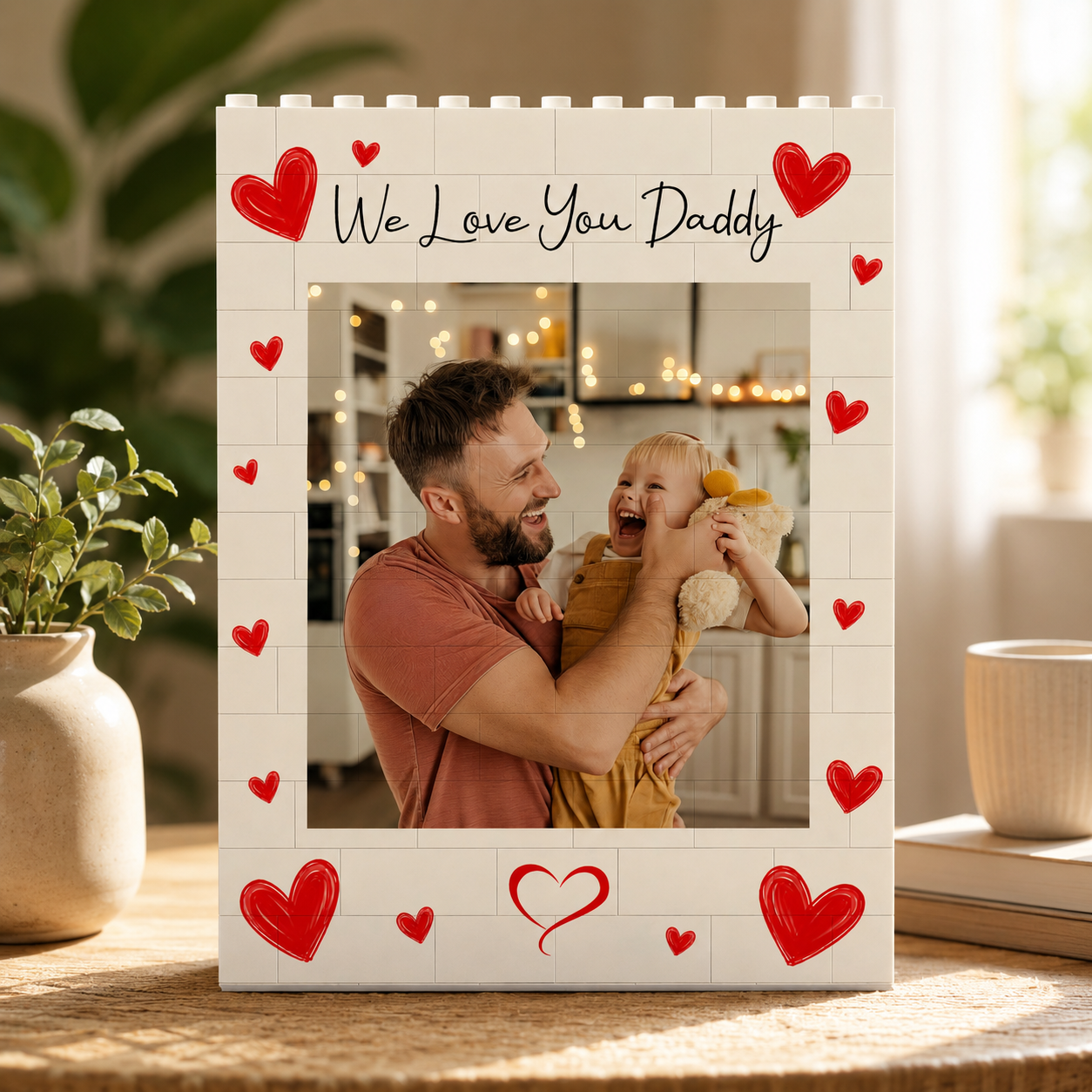 Daddy & Me Father's Day Gift For Dad, Husband - Personalized Rectangle Building Brick