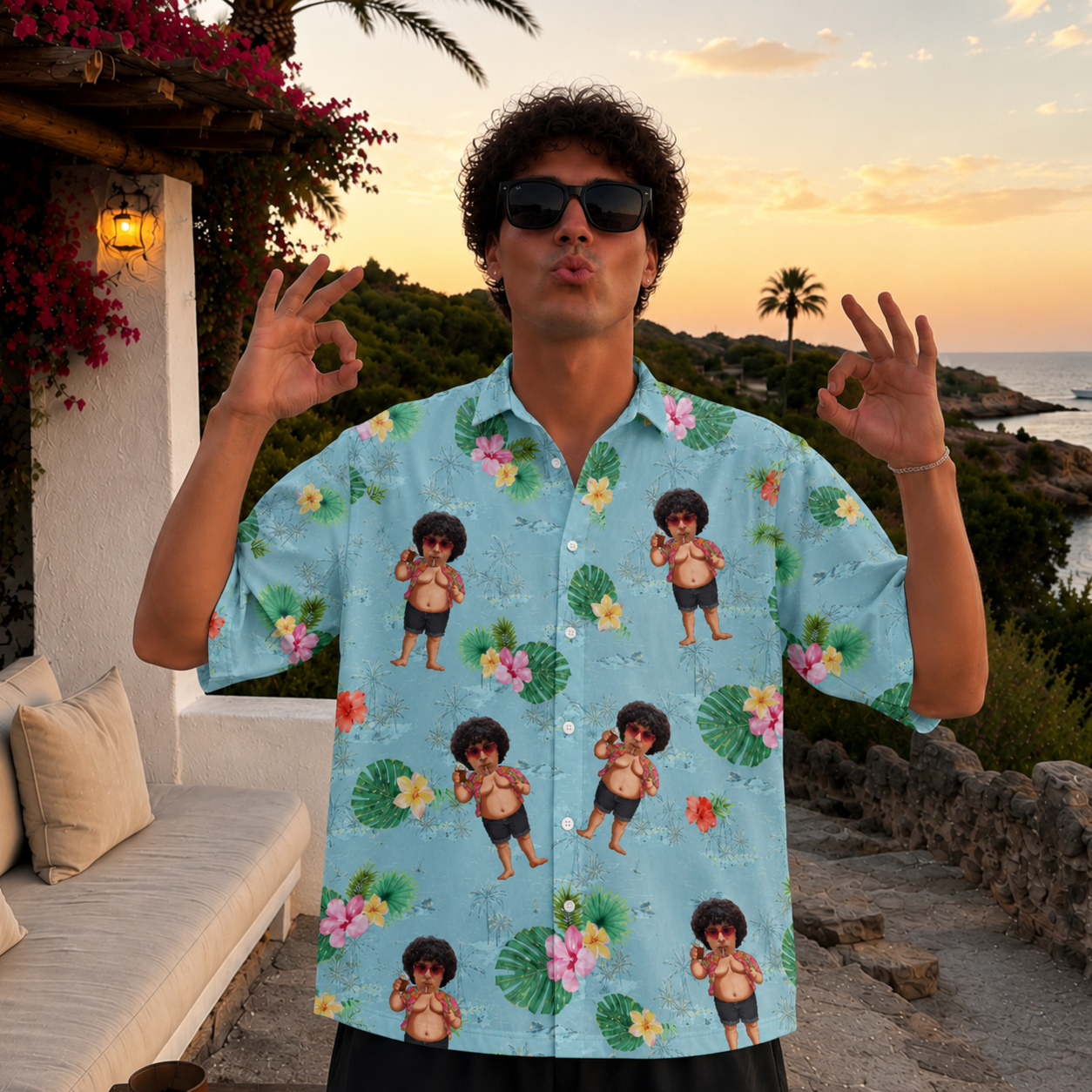 Custom Face Hawaiian Shirt, Personalized Photo Tropical Shirt, Funny Portrait Aloha Button Up, Unique Vacation Gift for Dad Mom Friends