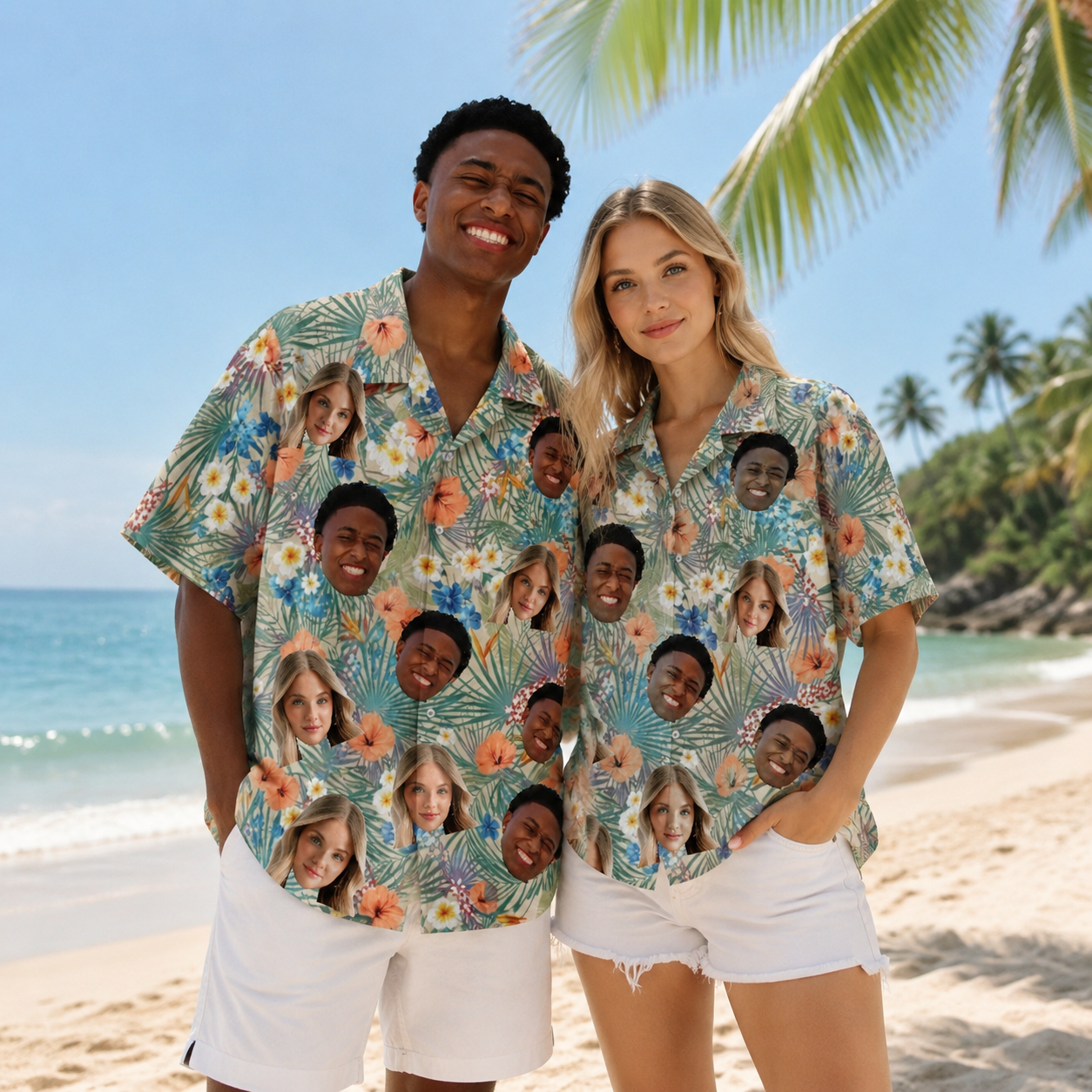 Personalized Custom Face Hawaiian Shirt Tropical Floral Beach Vacation Gift