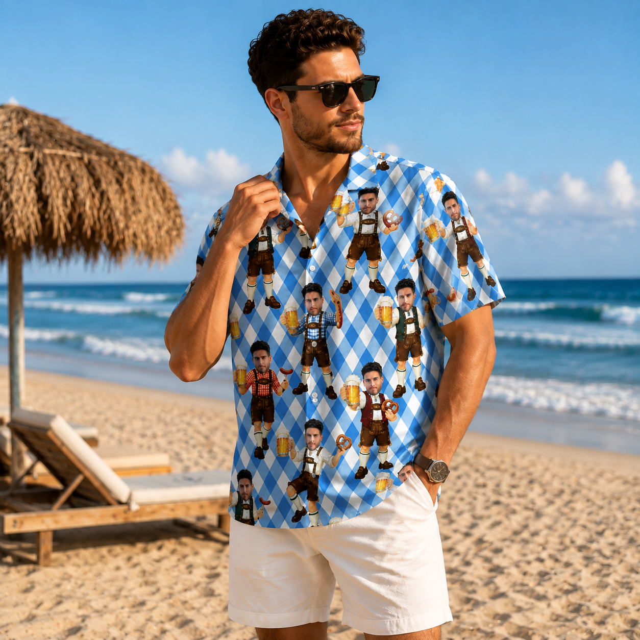 German Beer Personalized Oktoberfest Shirt - Custom Face Hawaiian Shirt for Dad