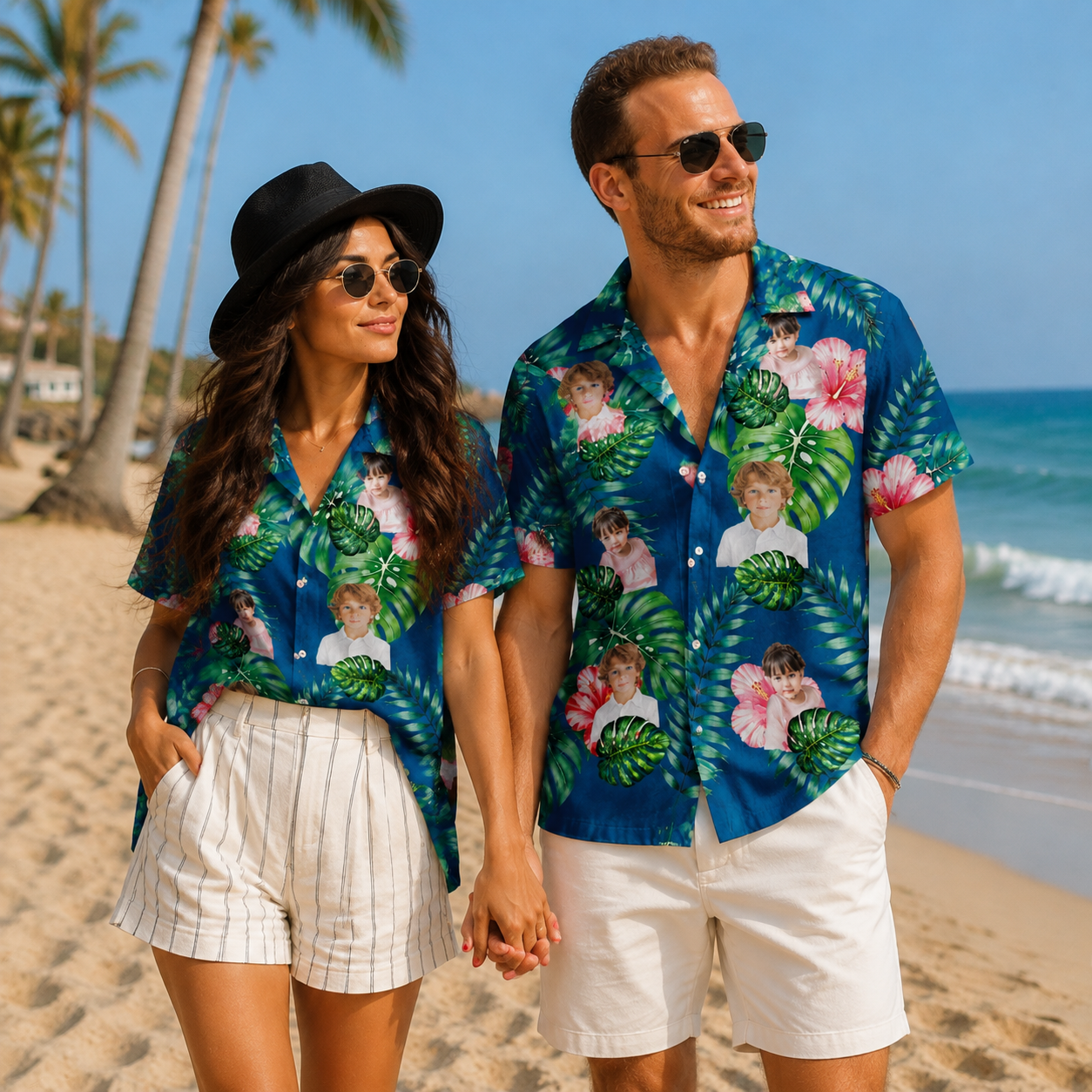 Tropical Floral Personalized Photo Hawaiian Shirt - Custom Portrait Shirt