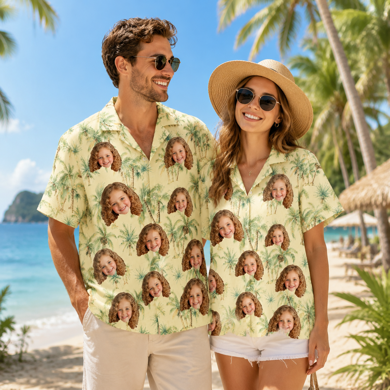 Personalized Custom Face Hawaiian Shirt Palm Tree Tropical Island Summer Gift