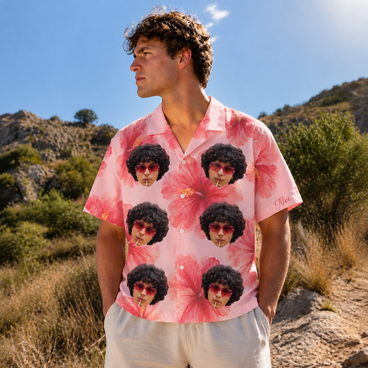 Bloom With Your Crew Hawaiian Shirt – Personalized Face & Sleeve Name Aloha Shirt, Custom Family and Friends Vacation Outfit